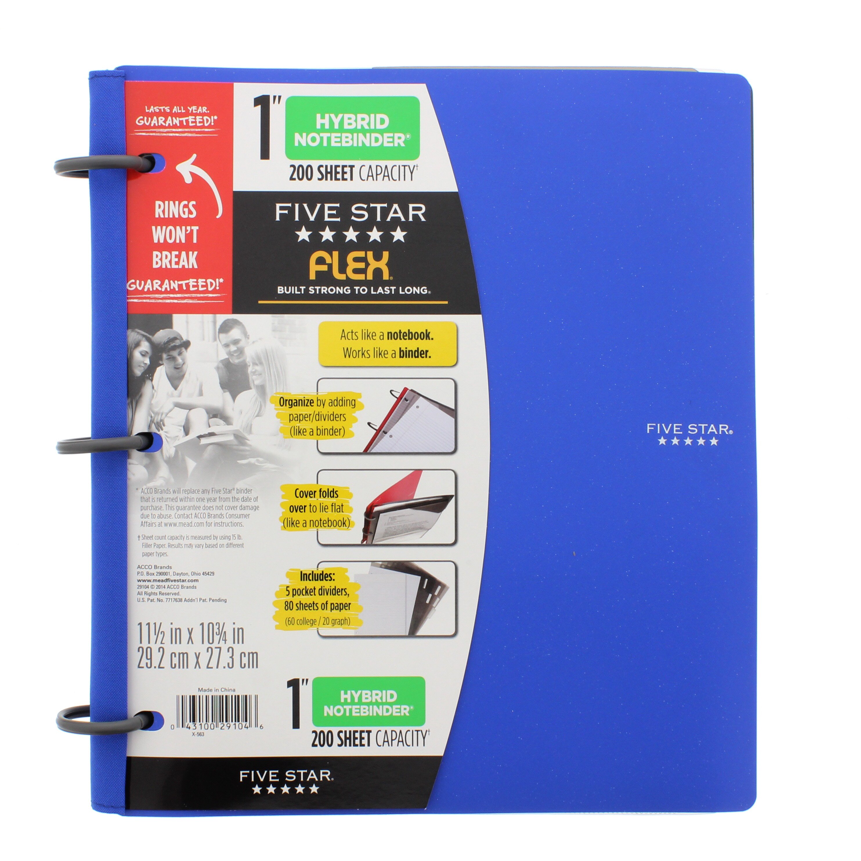 Mead Five Star Flex Hybrid Notebinder Blue Shop Binders At H E B