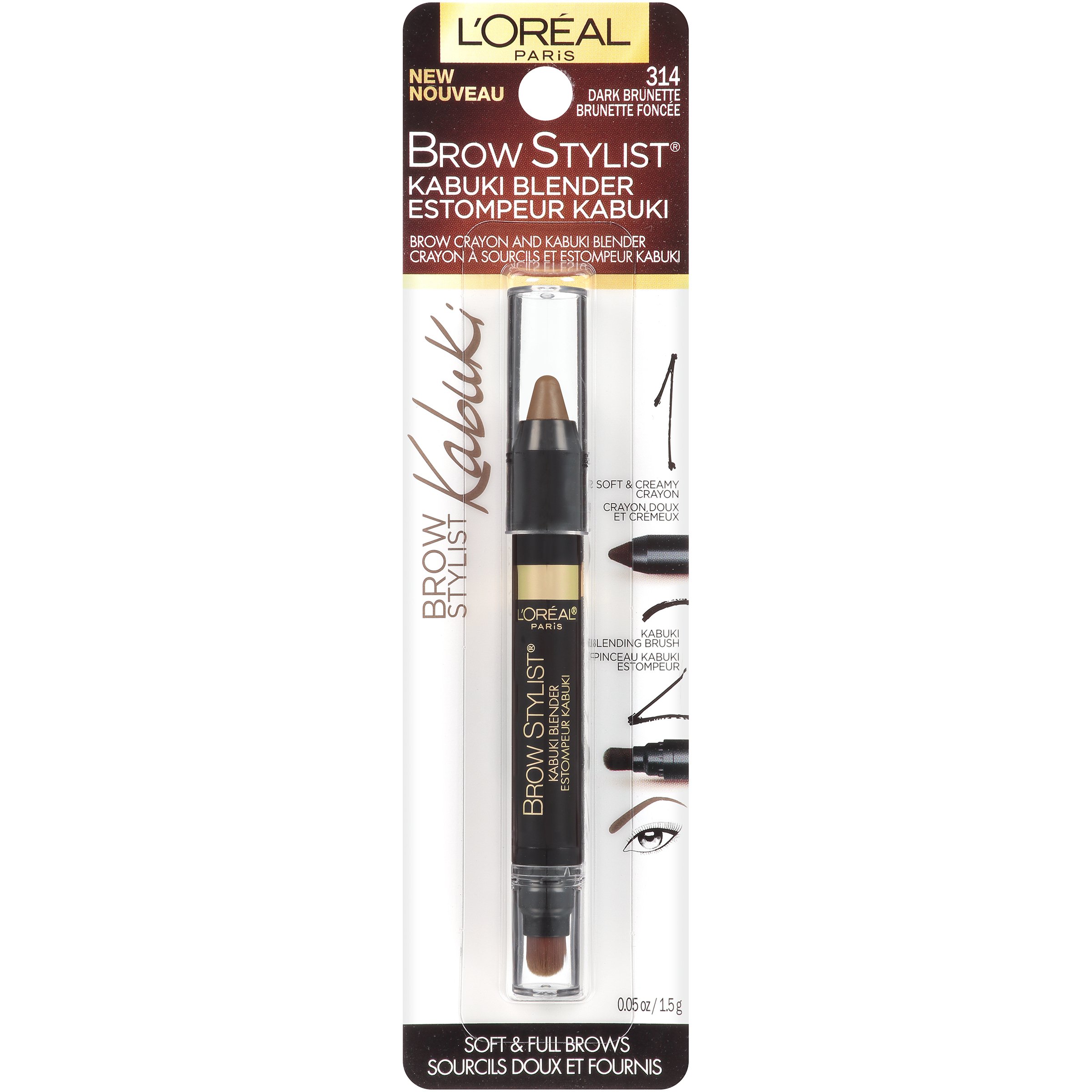 L Oreal Paris Brow Stylist Kabuki Blender Brow Crayon Dark Brunette