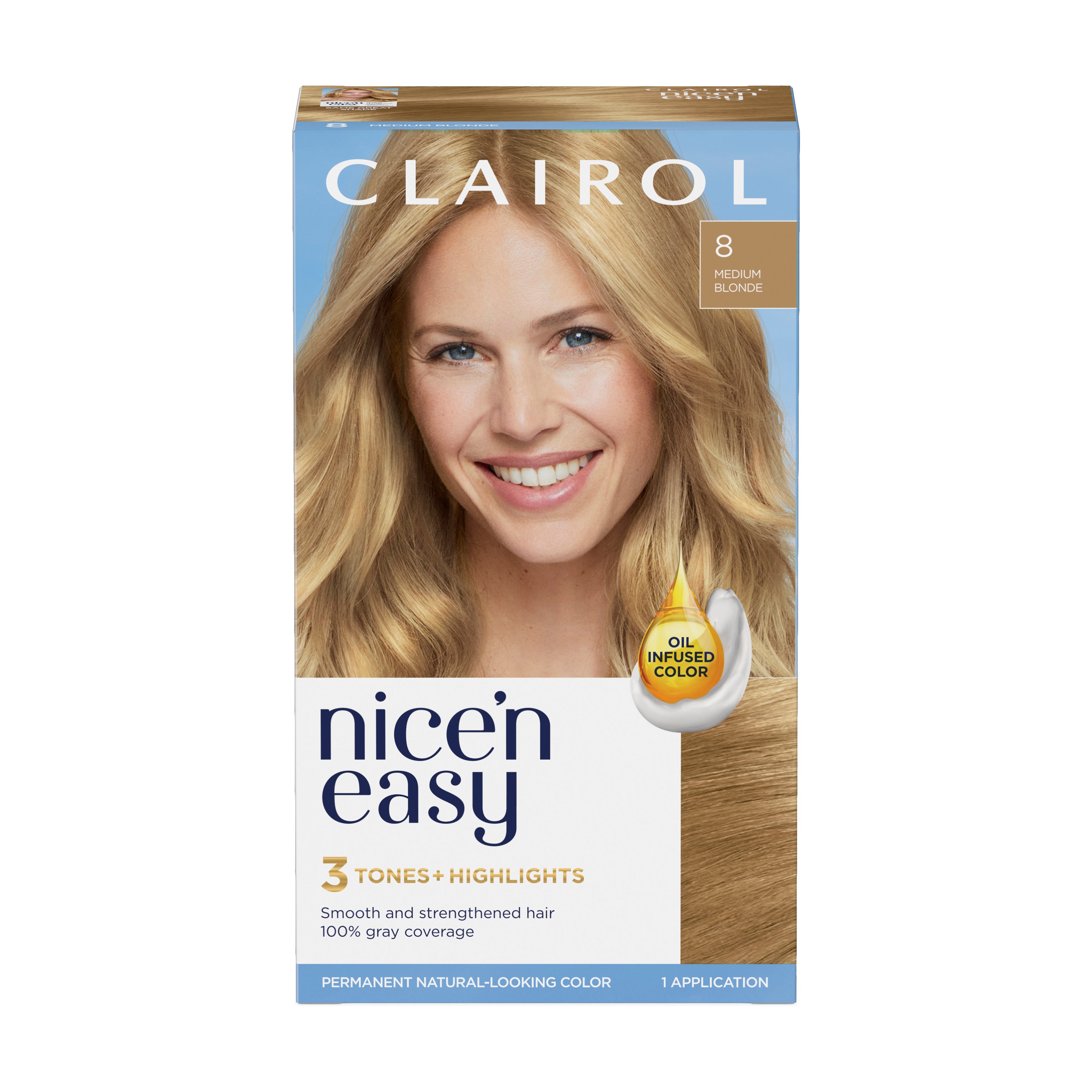 Clairol Nice N Easy Permanent Hair Color 8 Medium Blonde Shop Hair