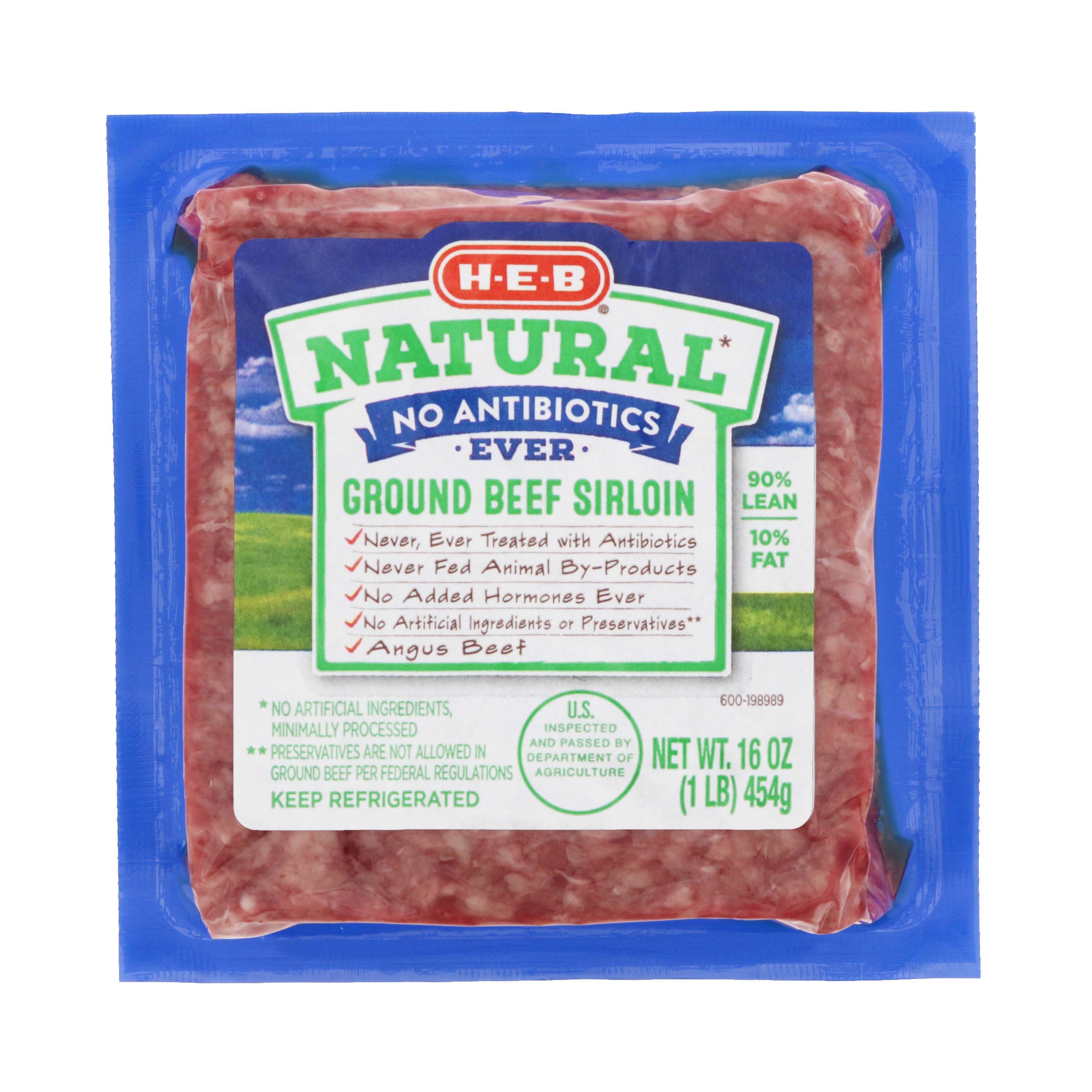 H E B Natural Angus Ground Beef Sirloin Lean Shop Beef At H E B