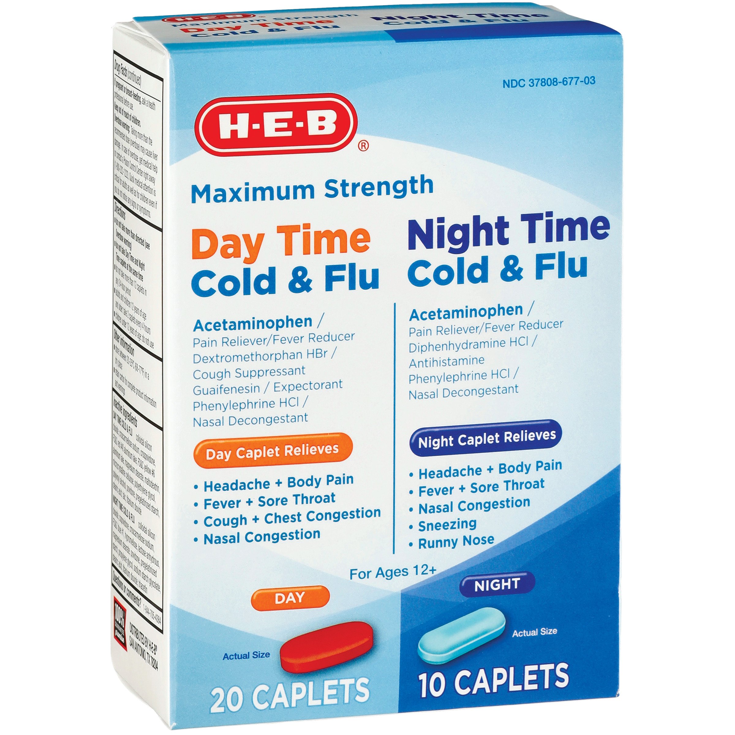 H E B Max Strength Day Time Night Time Cold And Flu Caplets Shop