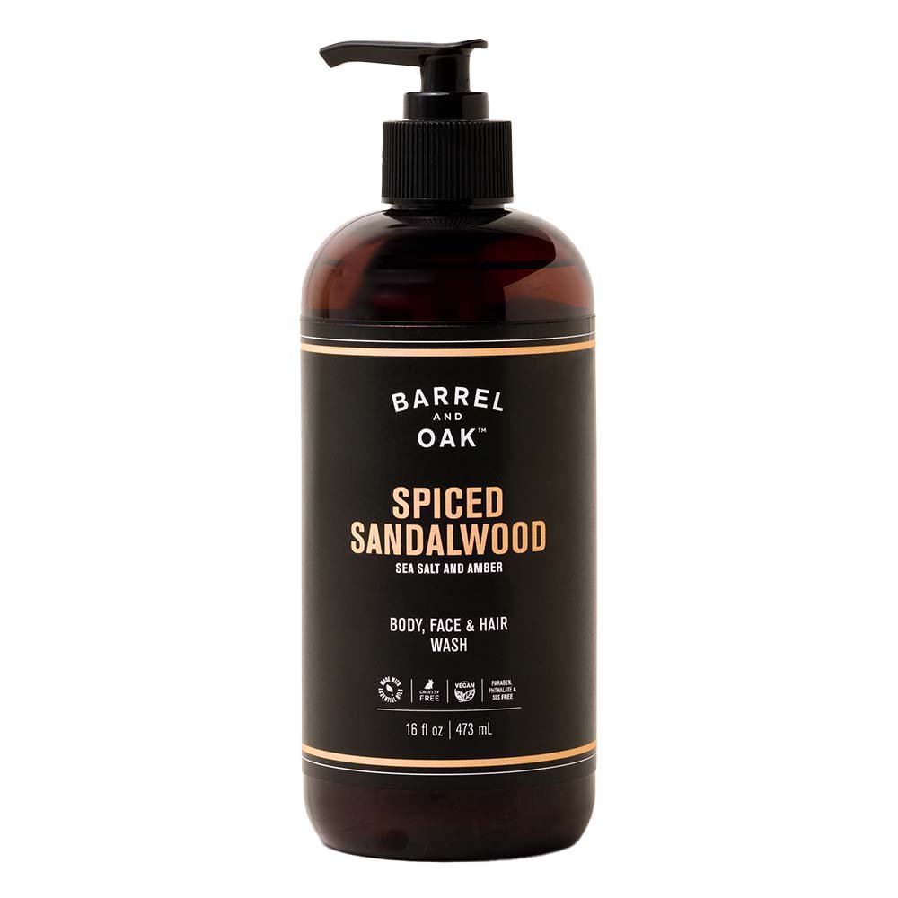 Barrel And Oak Spiced Sandalwood Body Face Hair Wash Sea Salt