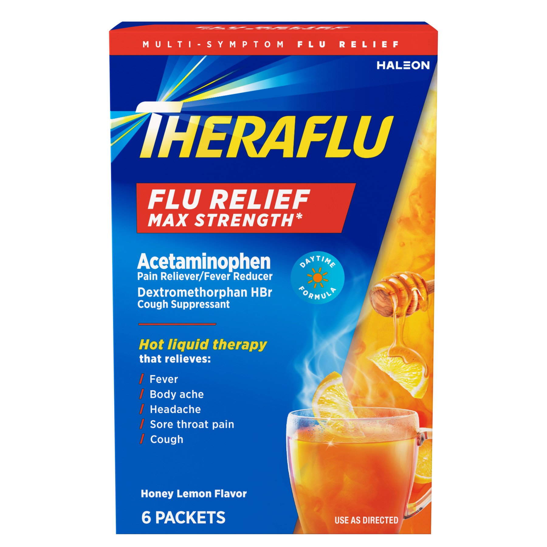 Theraflu Daytime Flu Relief Max Strength Packets Honey Lemon Shop