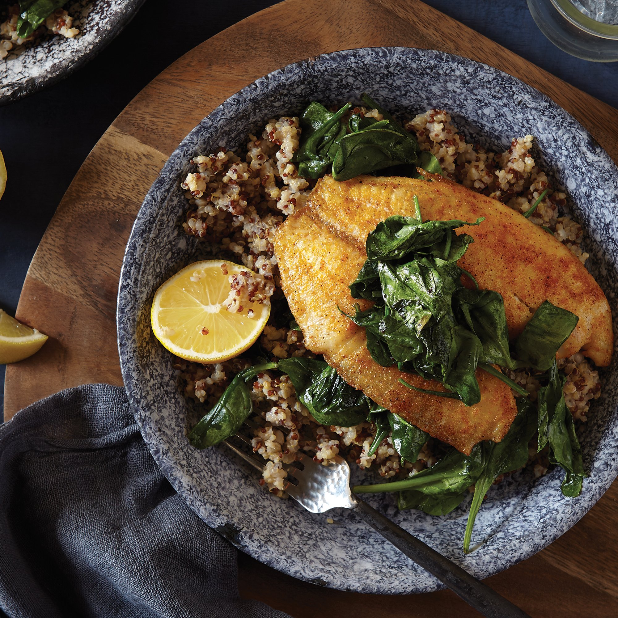 Achiote Tilapia with Spinach and Grains Recipe from HEB