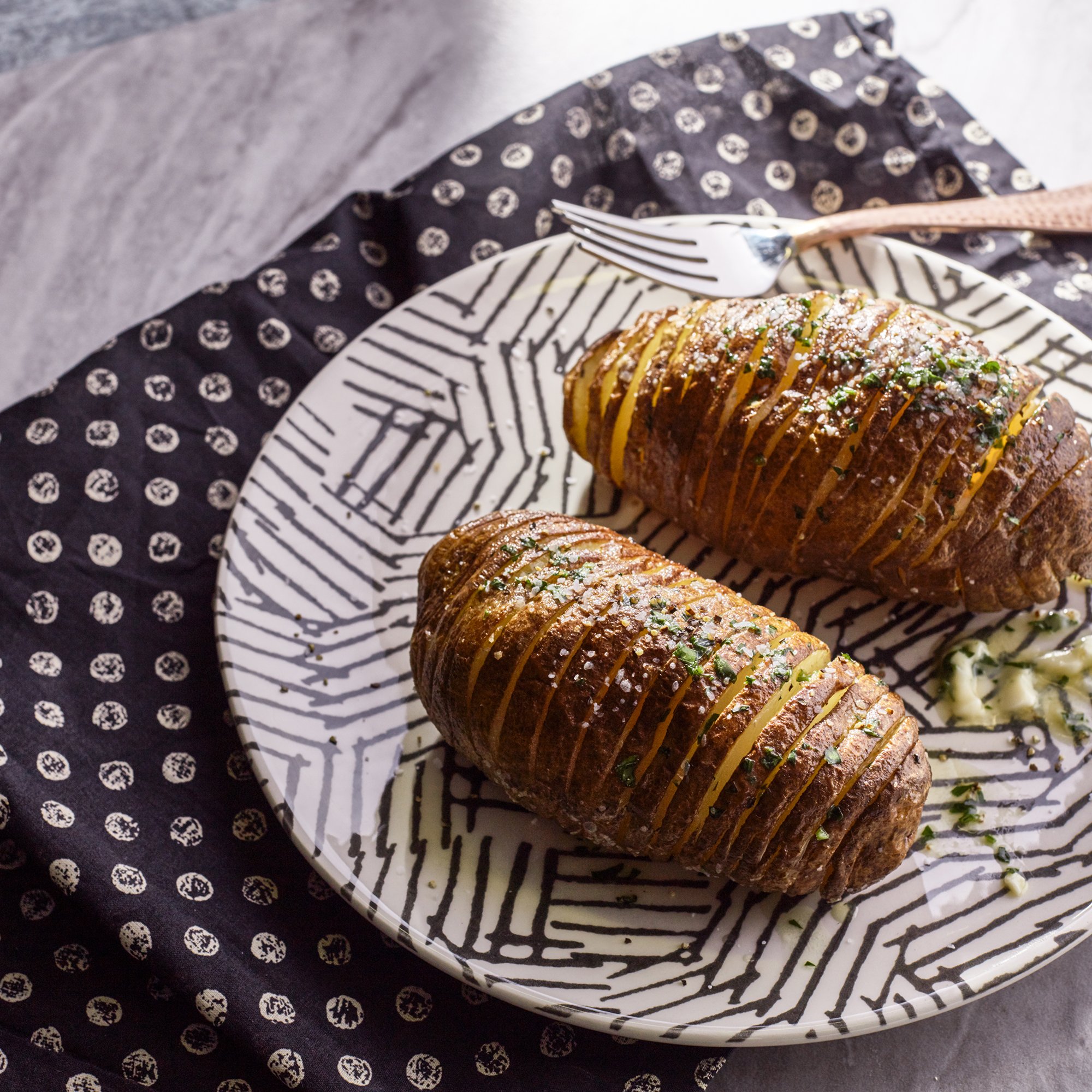 Air Fryer Rotisserie Roasted Hasselback Potatoes Recipe from HEB