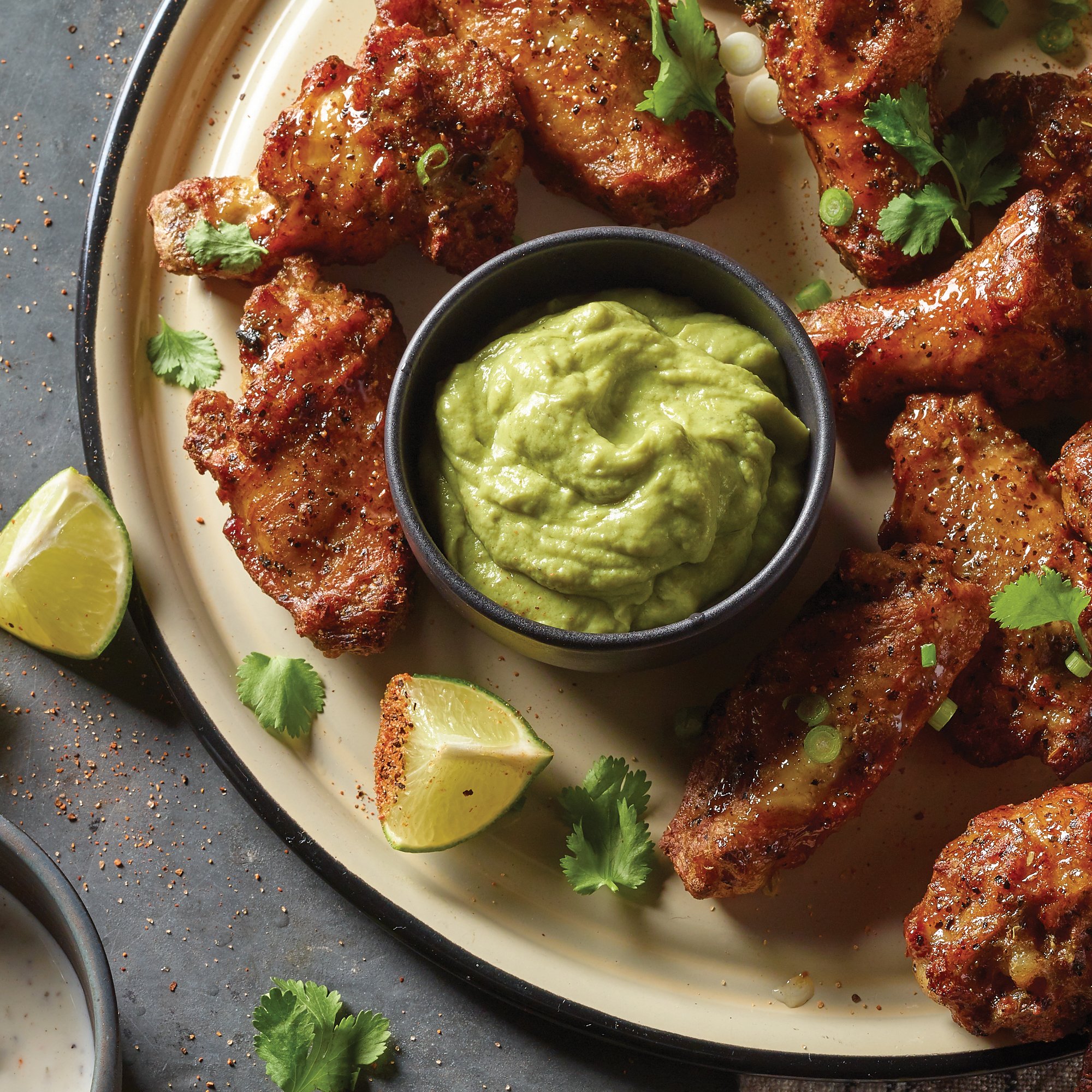 Any’tizers Tequila Lime Wings with AvocadoChile Ranch Dip Recipe from