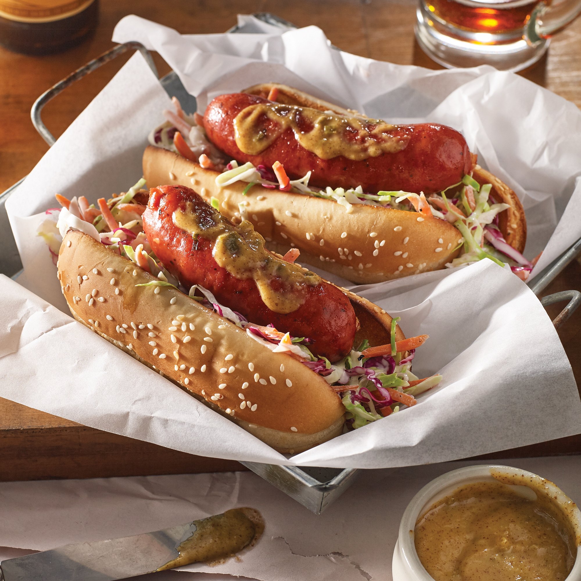 Beer & Mustard Braised Sausages Recipe from HEB