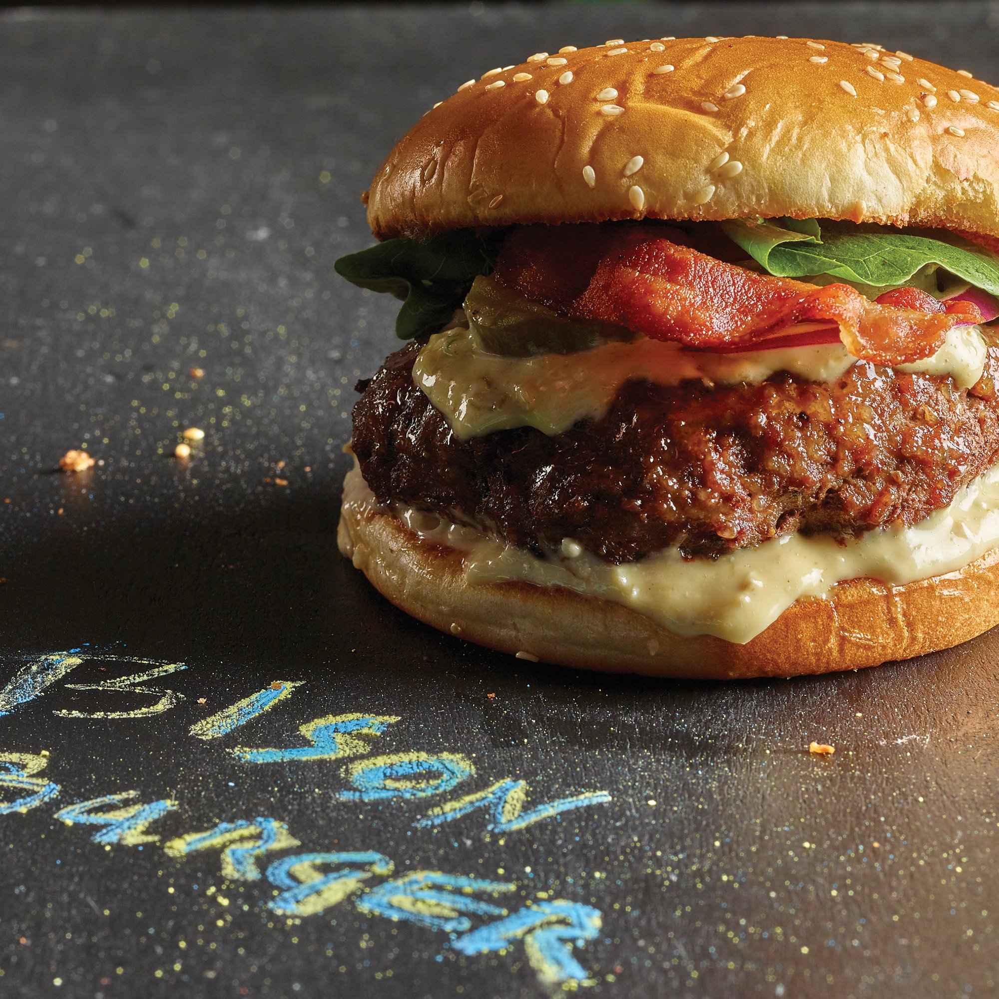 Bison Burger with Jalapeño Blue Cheese Aioli Recipe from HEB