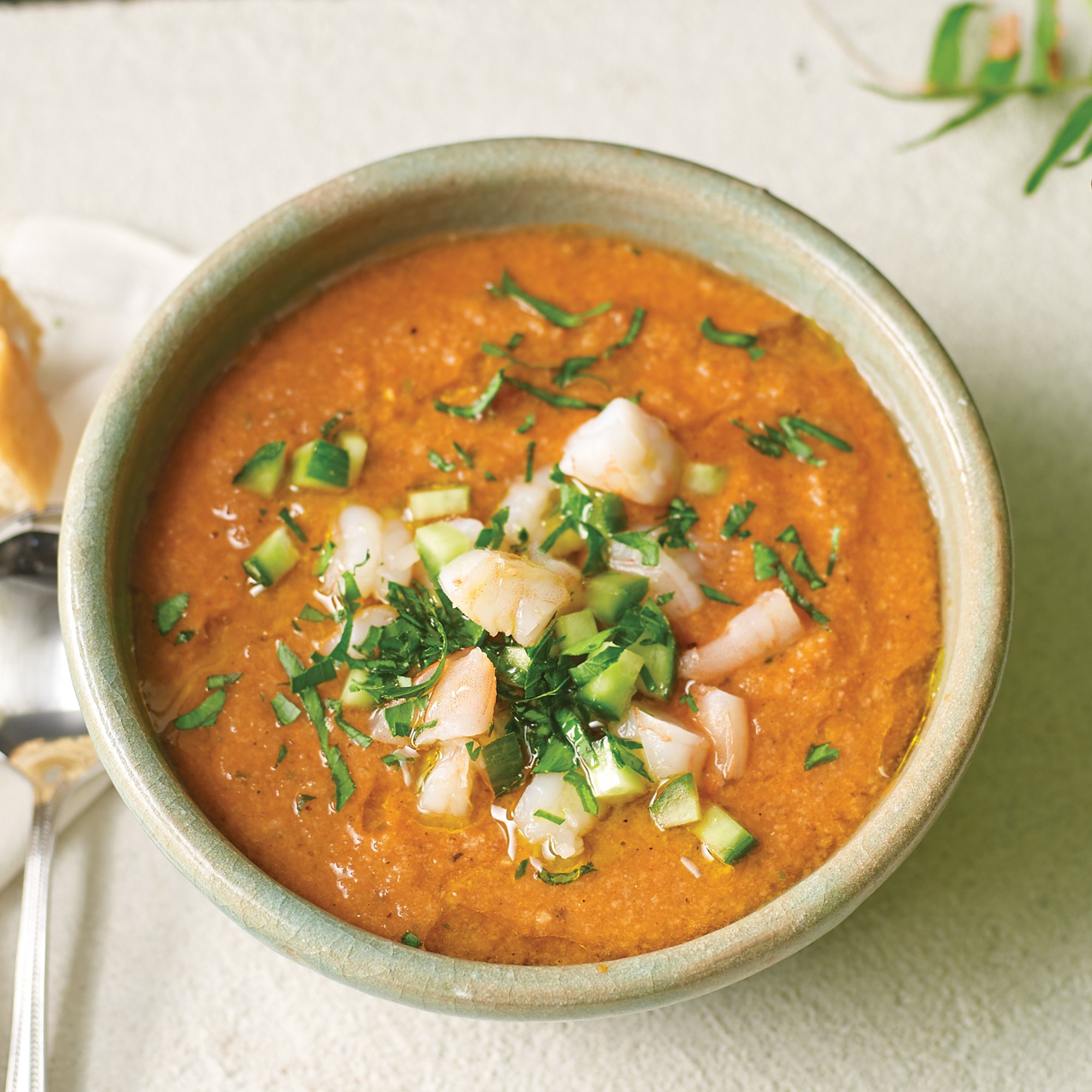 Bloody Mary Gazpacho with Shrimp Recipe from H-E-B
