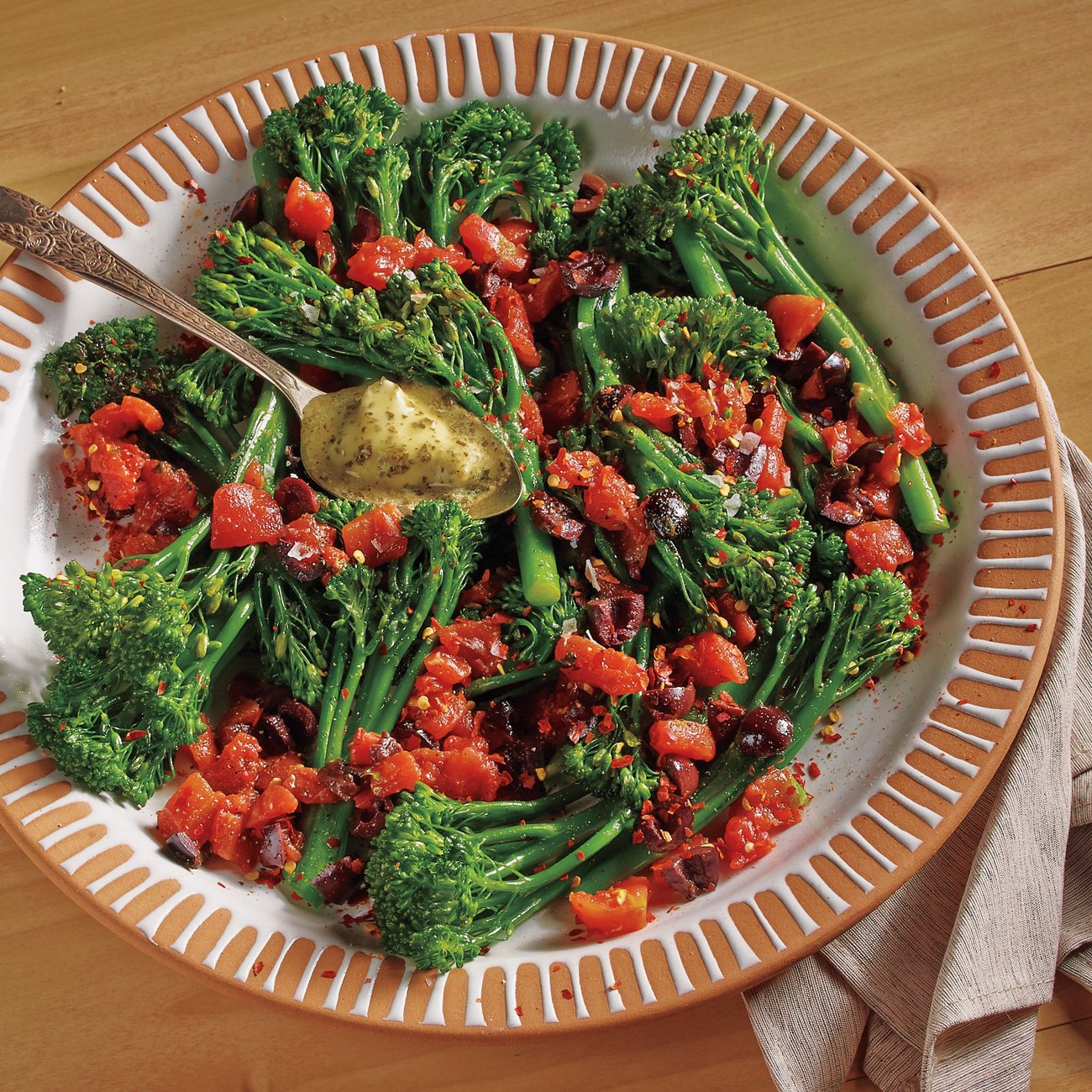 Broccolini with Tomatoes and Kalamata Olives Recipe from HEB