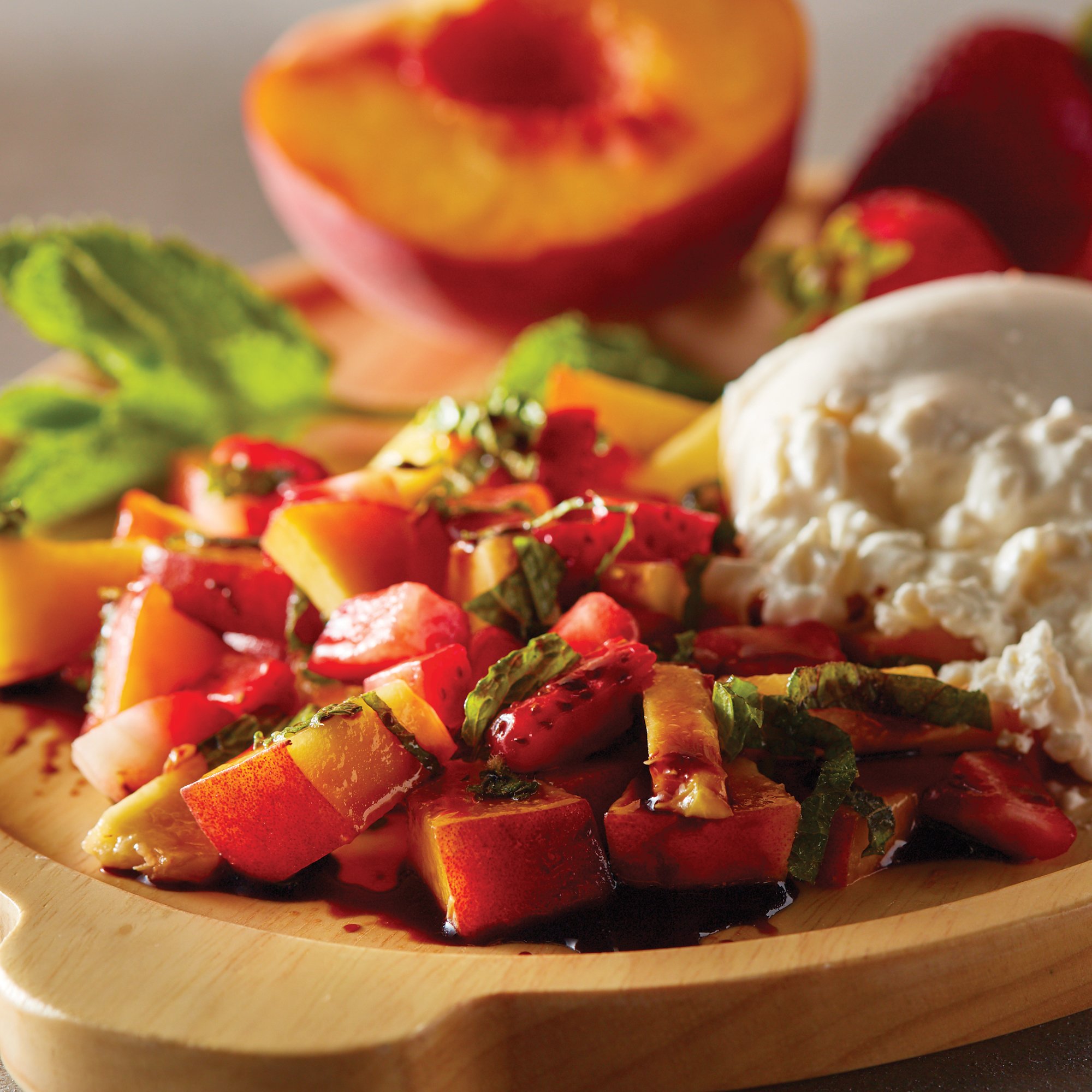 Burrata with Stone Fruit and Strawberries Recipe from HEB
