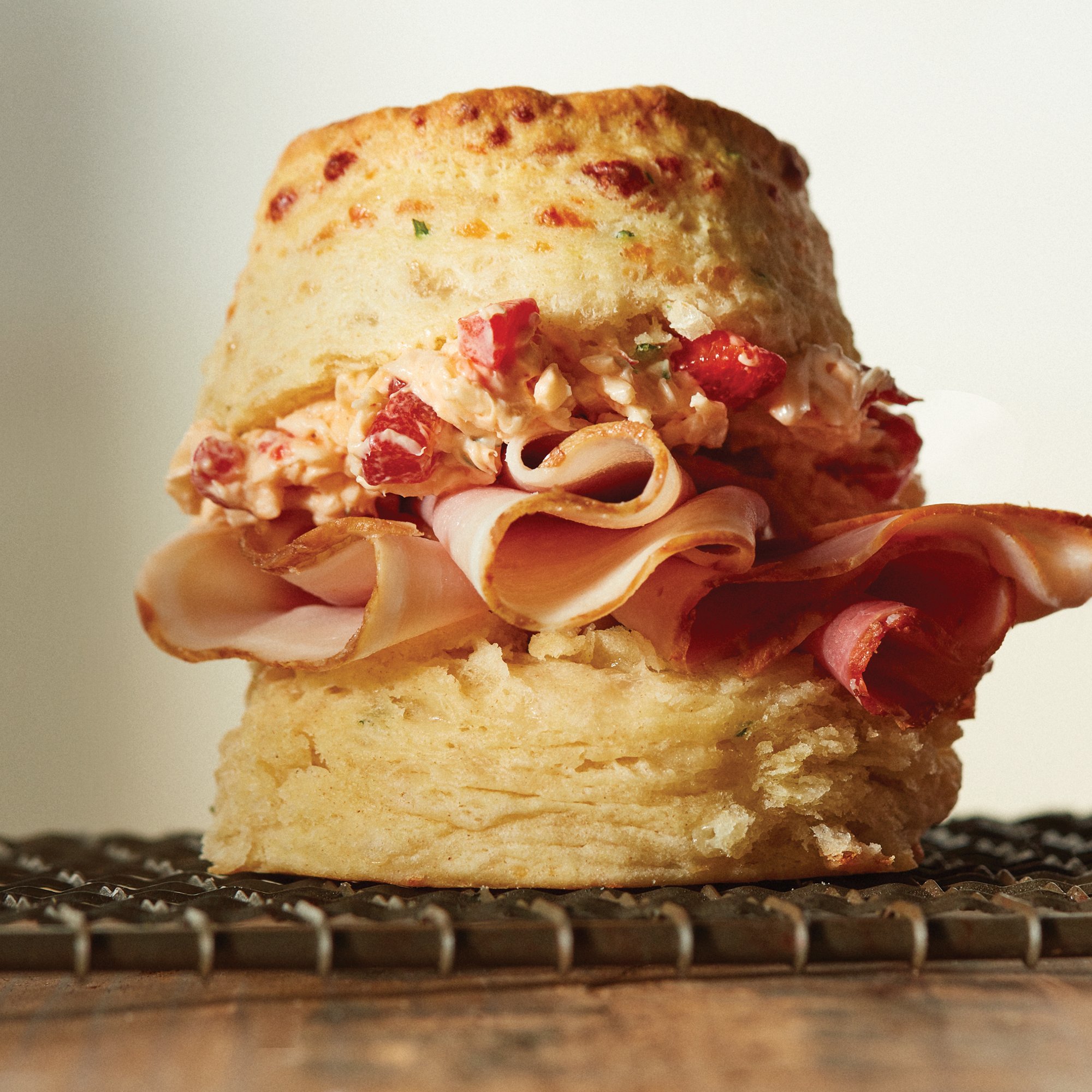 Carolina Reaper Biscuit, Pimento Cheese and Ham Sandwich Recipe from HEB