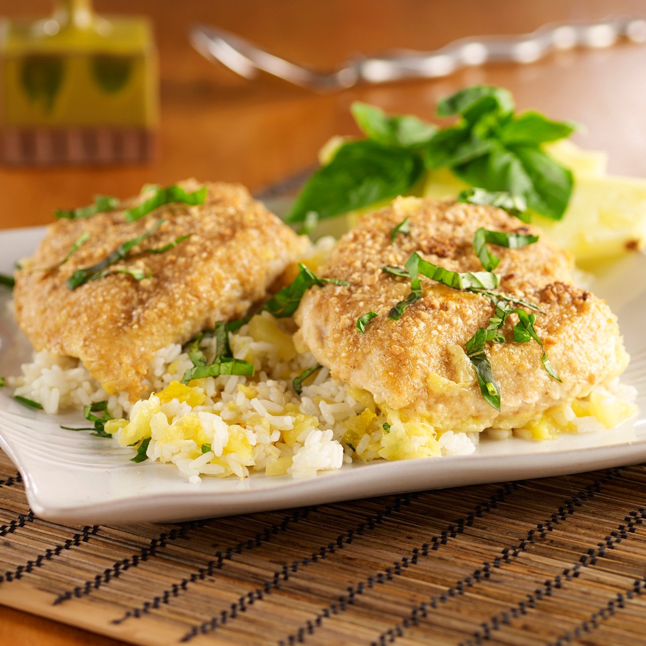 CashewCrusted Chicken Over Pineapple Rice Recipe from HEB