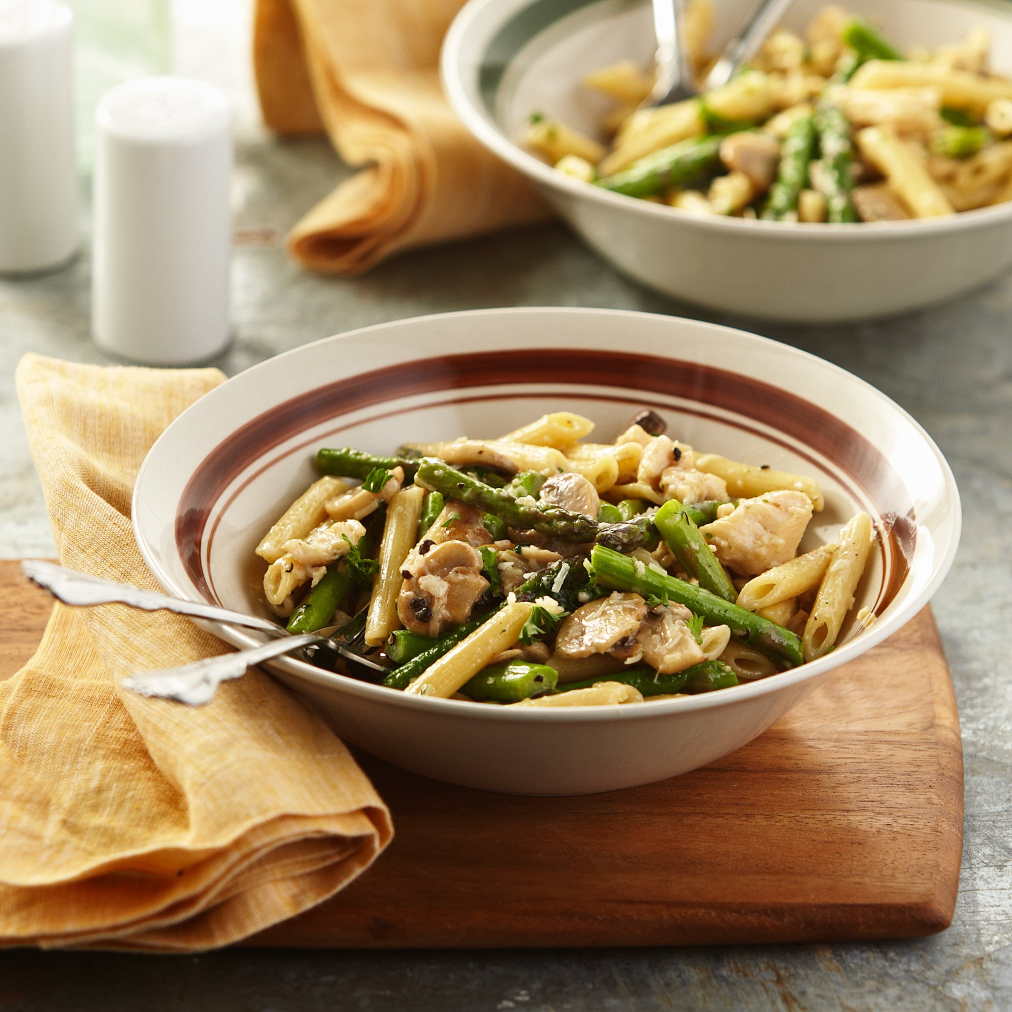 Chicken, Mushrooms & Asparagus Penne Recipe from H-E-B