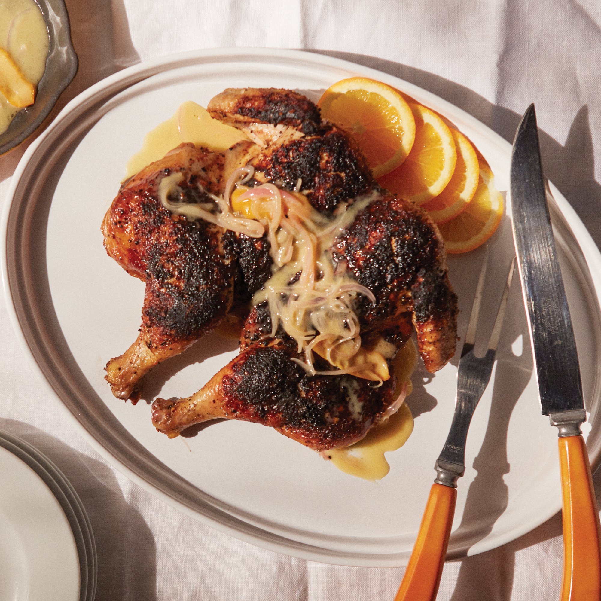 Crispy Brick Chicken with Citrus Pan Jus Recipe from HEB