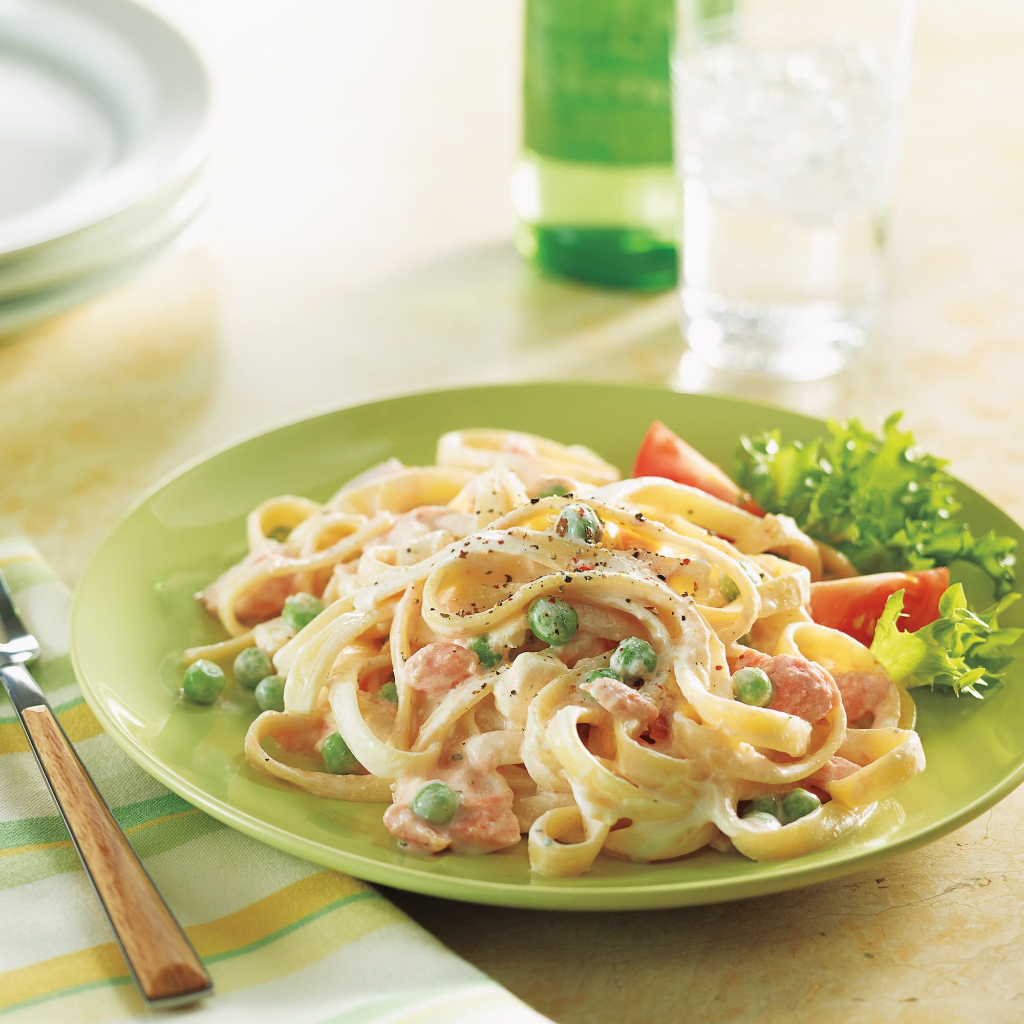 Fettuccine With Smoked Salmon & Peas Recipe from HEB