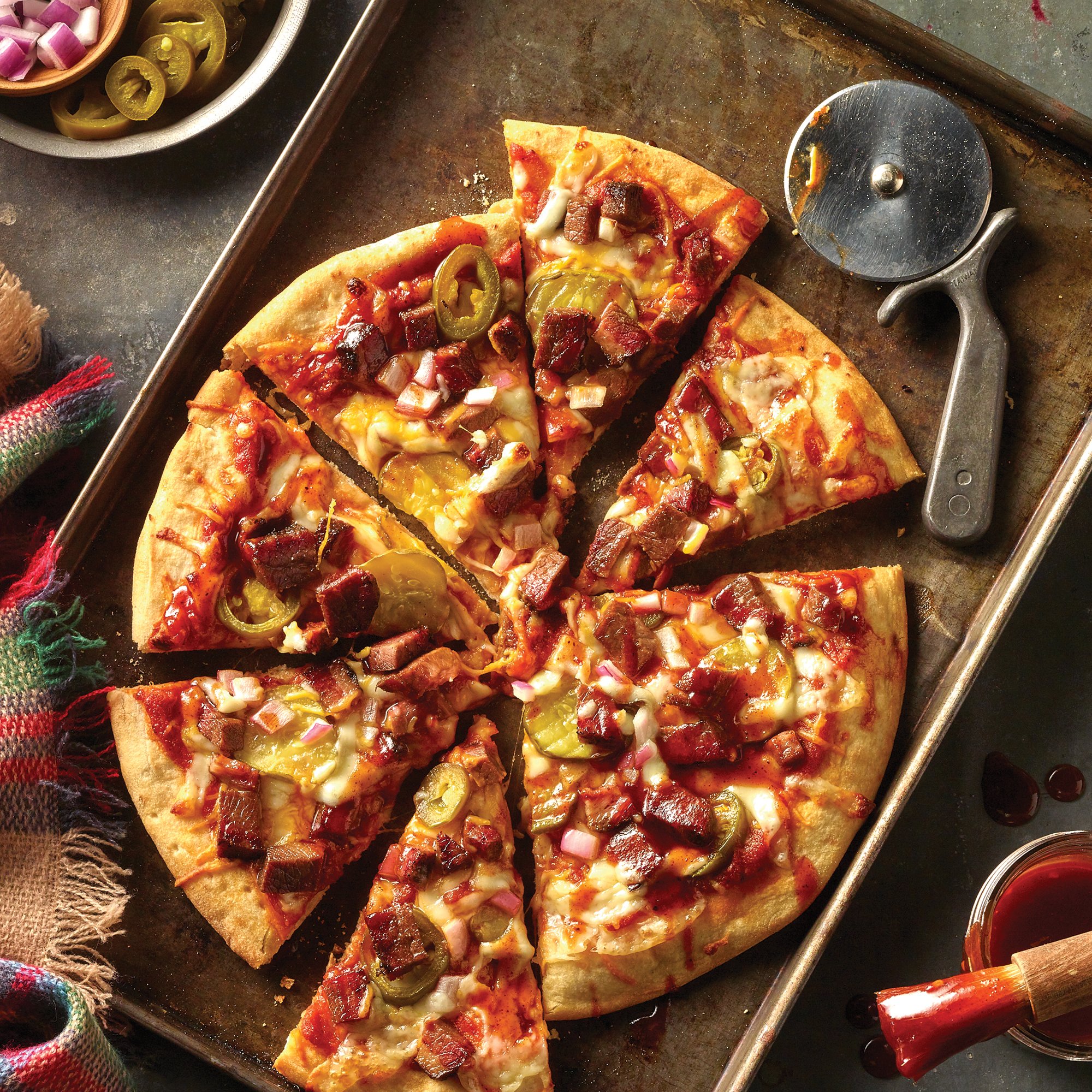 Gameday BBQ Brisket Pizza Recipe from HEB