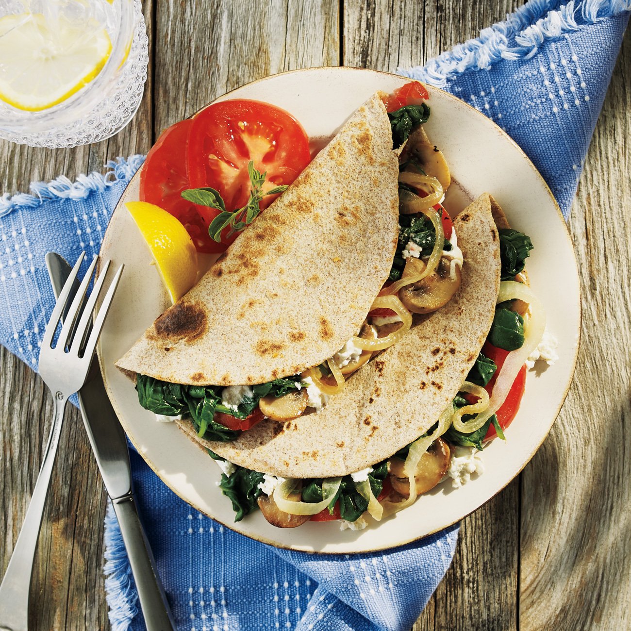 Goat cheese, Spinach, & Mushroom Quesadilla Recipe from HEB