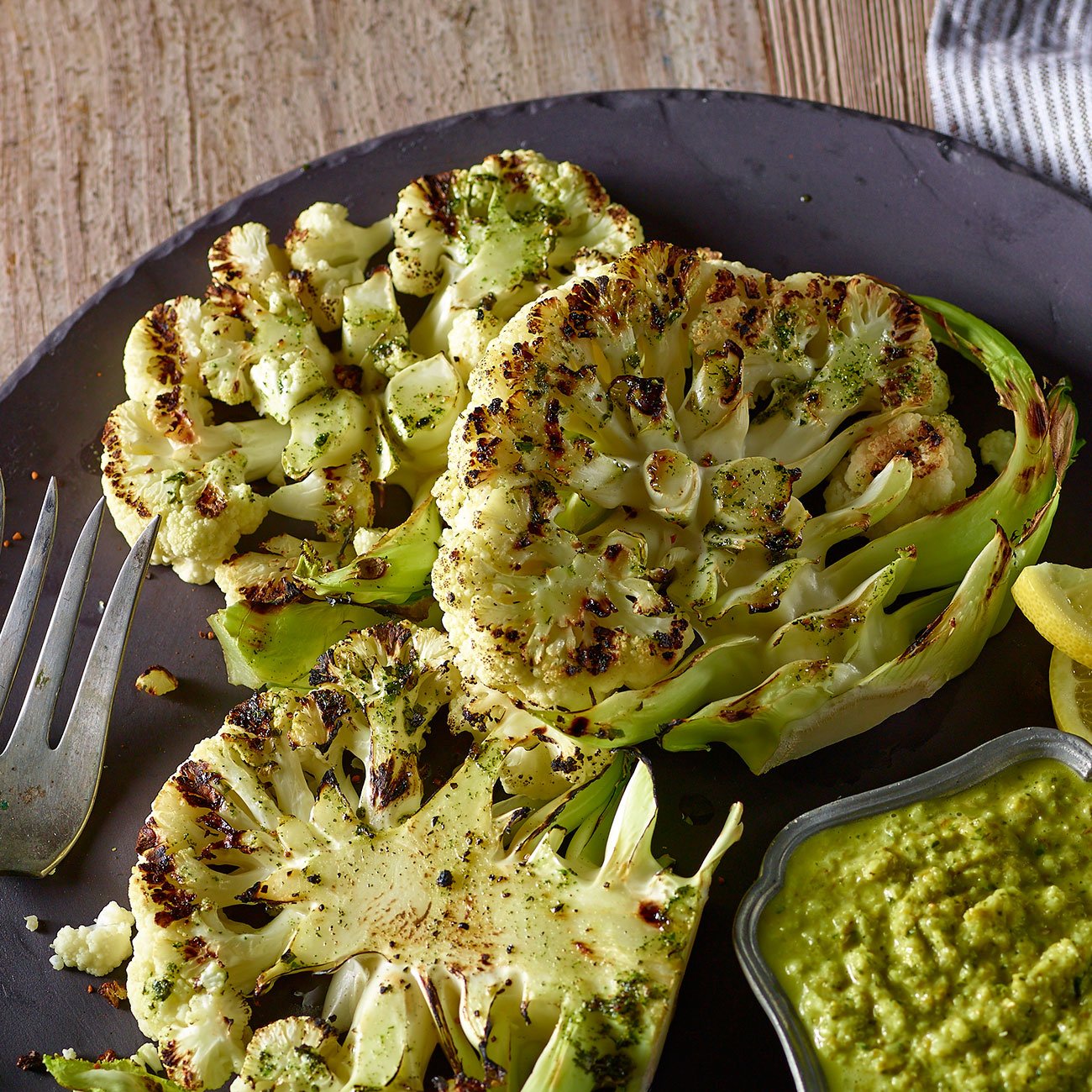 Grilled Cauliflower With Charred Romaine Pistou Recipe From H E B