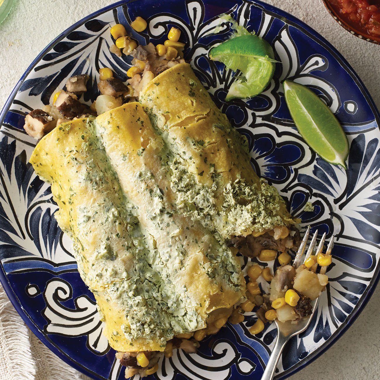 Grilled Portobello & Potato Enchiladas with Poblano Cream Recipe from HEB