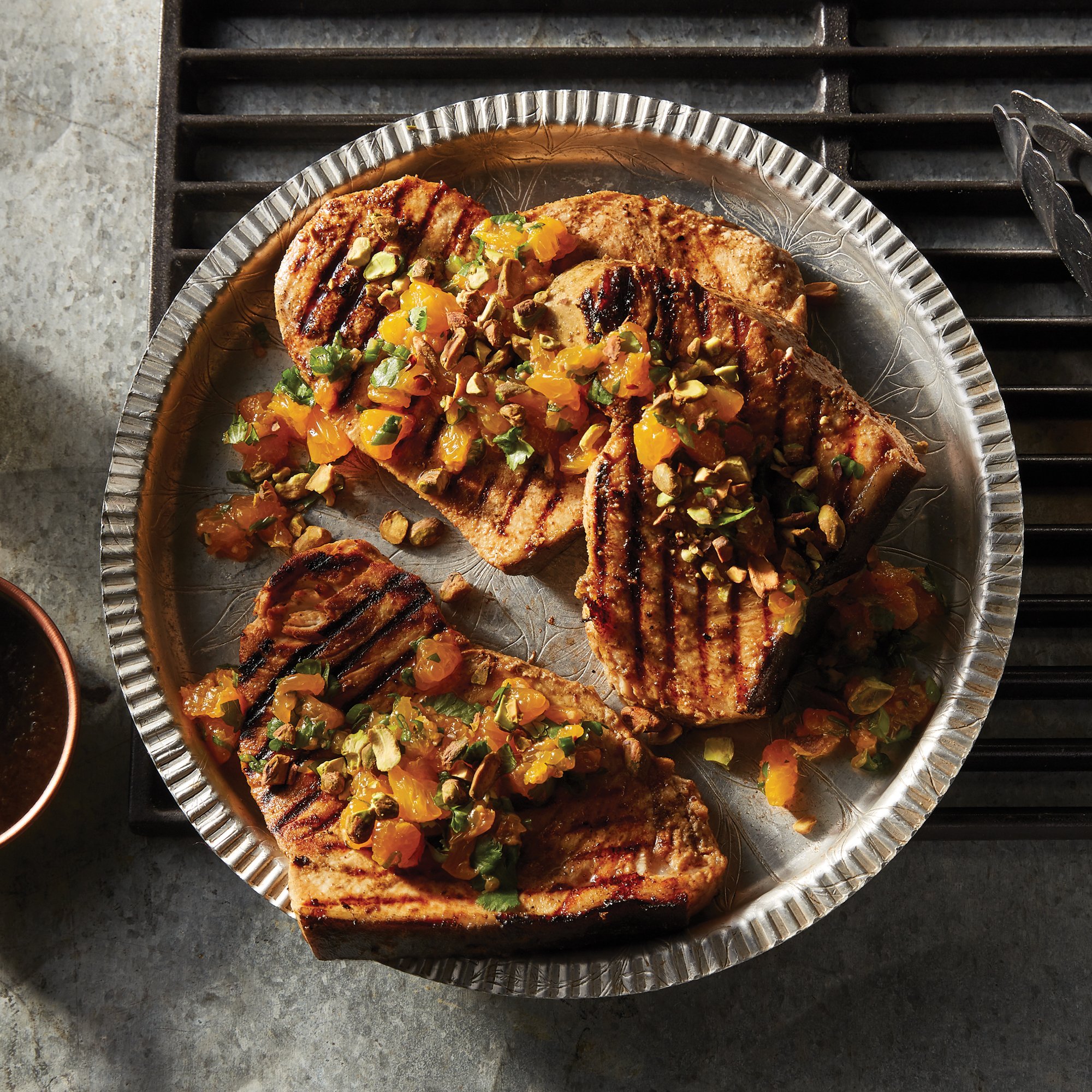 Grilled Swordfish Steaks with Pistachio Orange Salsa Recipe from HEB