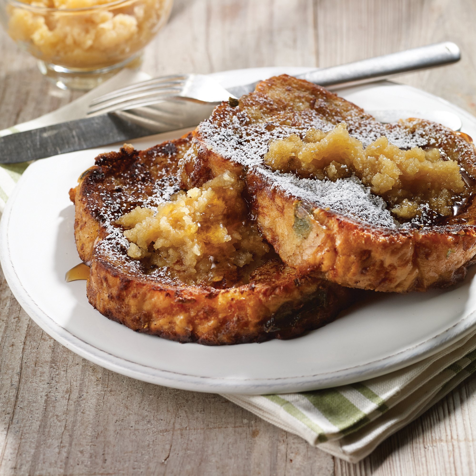 Hatch Pepper French Toast with Roasted Fuji Apple Compote Recipe from HEB