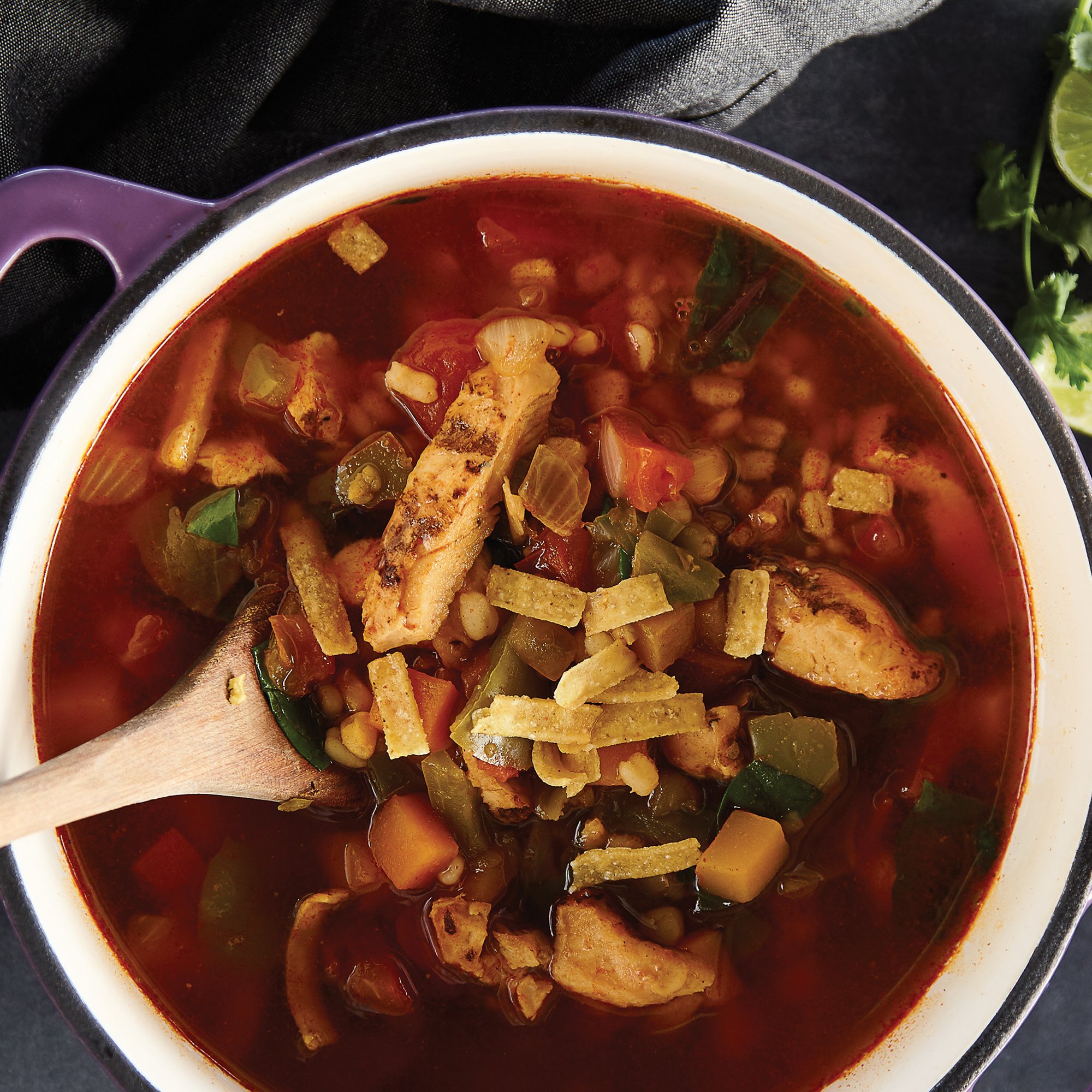 Hearty Chicken and Butternut Tortilla Soup Recipe from HEB