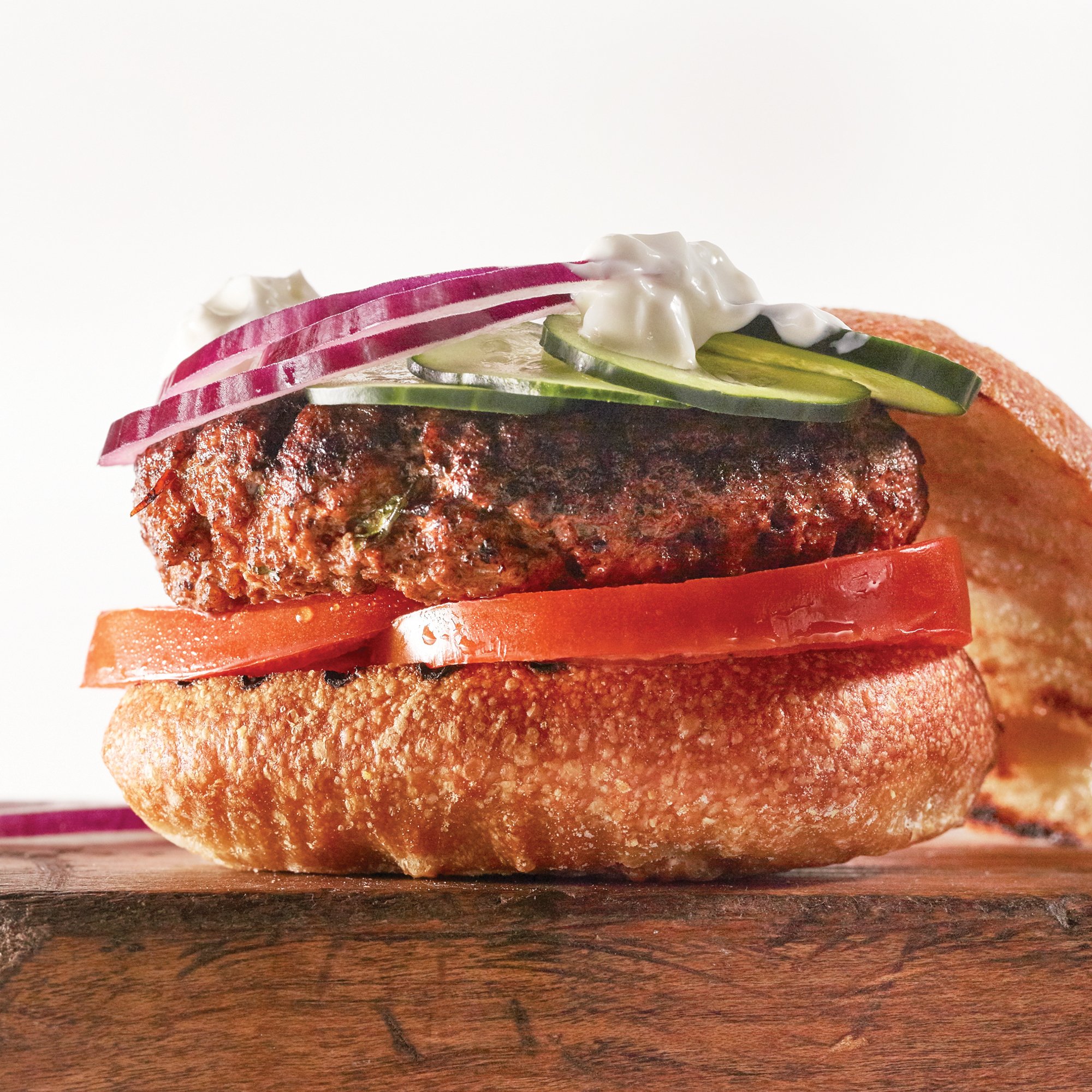 Homemade Merguez Spiced Lamb Burger Recipe from HEB