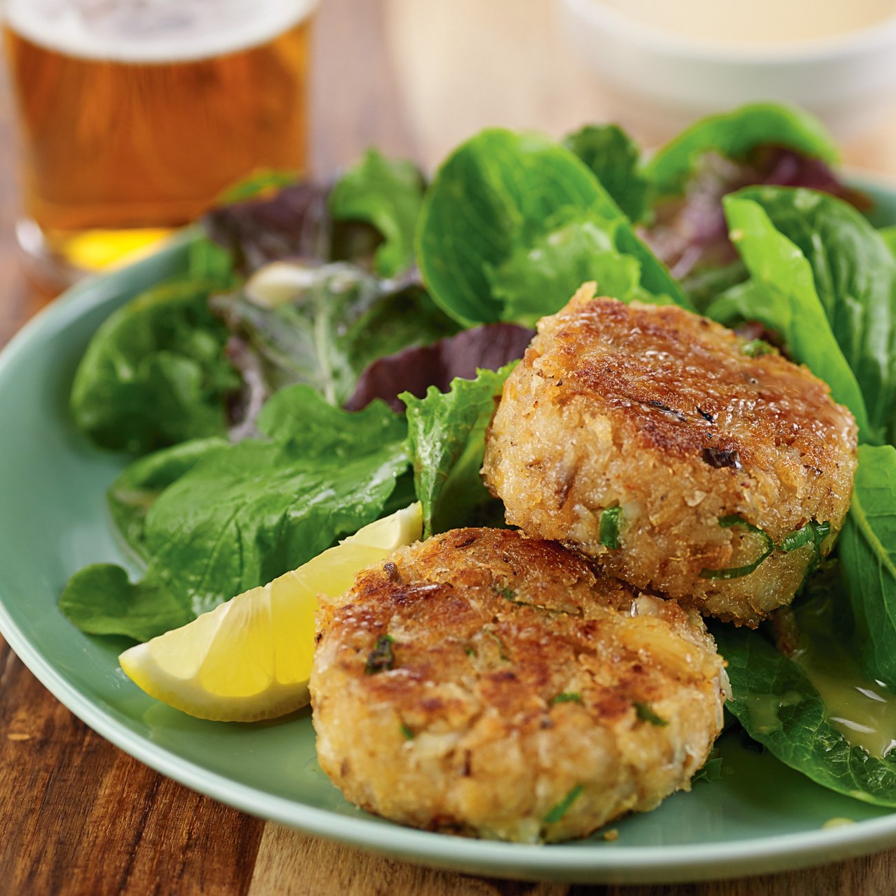 Lemon Crab Cakes Over Greens Recipe from HEB