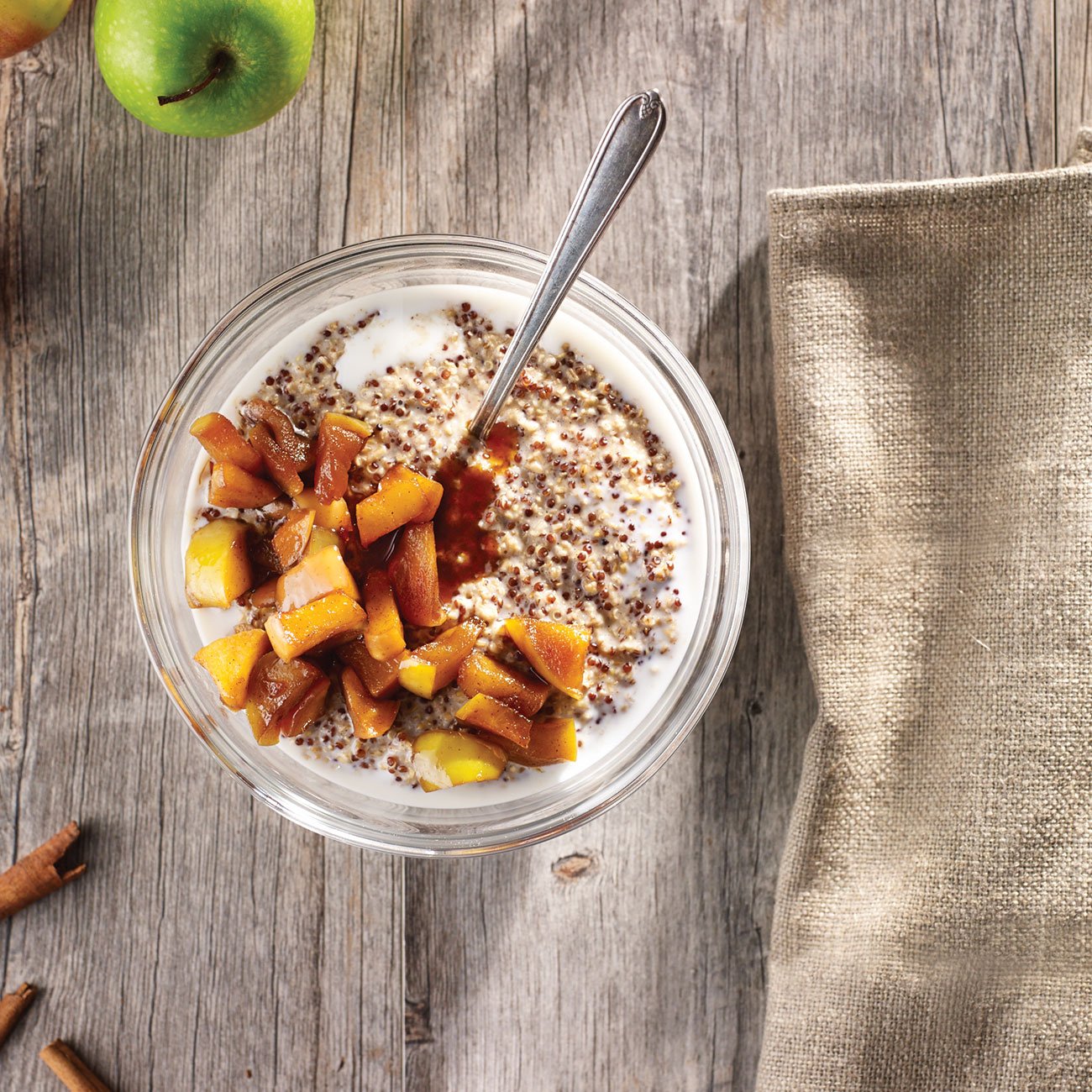 Oatmeal and Quinoa Breakfast Bowl with Warm Apple Compote Recipe from HEB