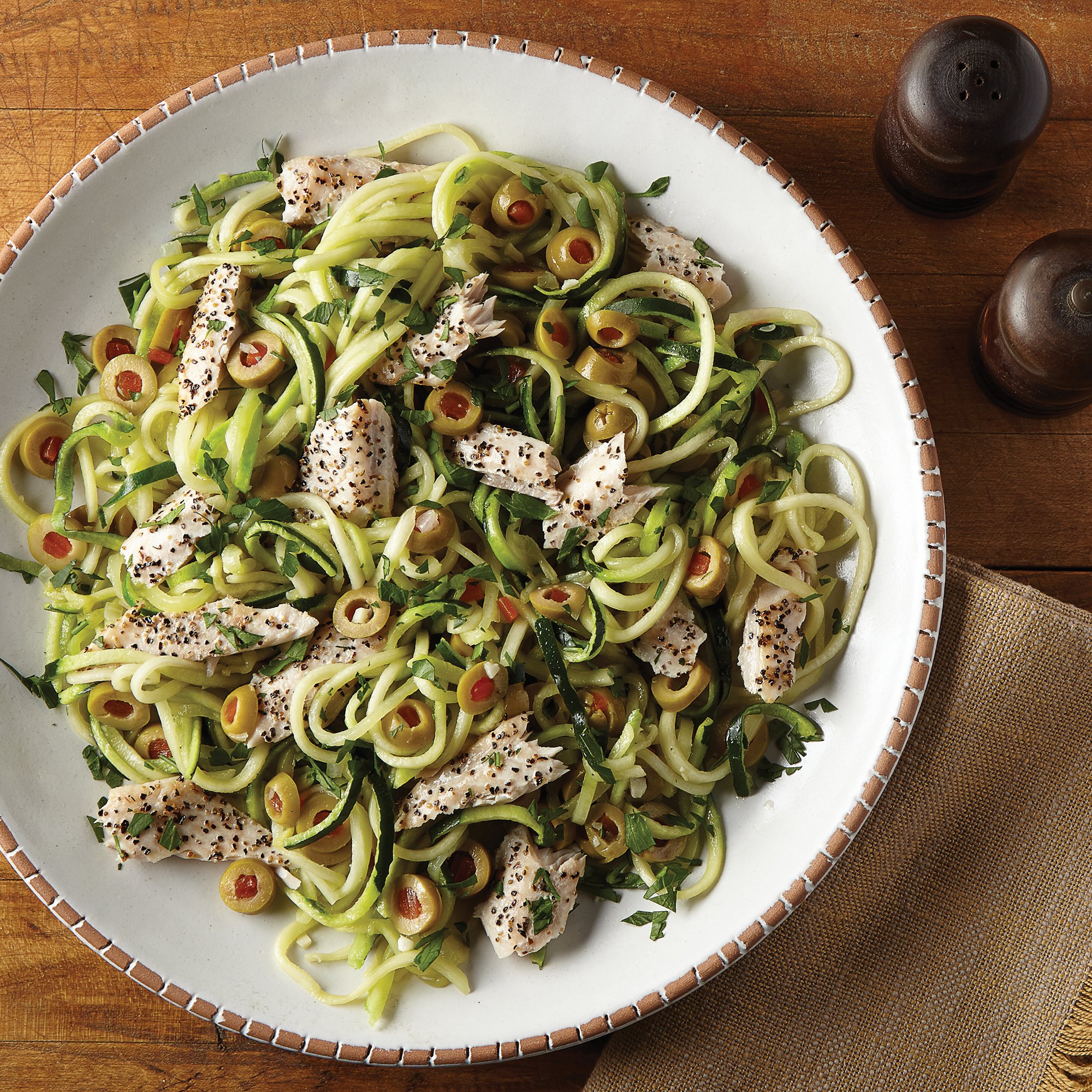 Pan Fried Trout With Zucchini Noodles And Olives Recipe From H-e-b