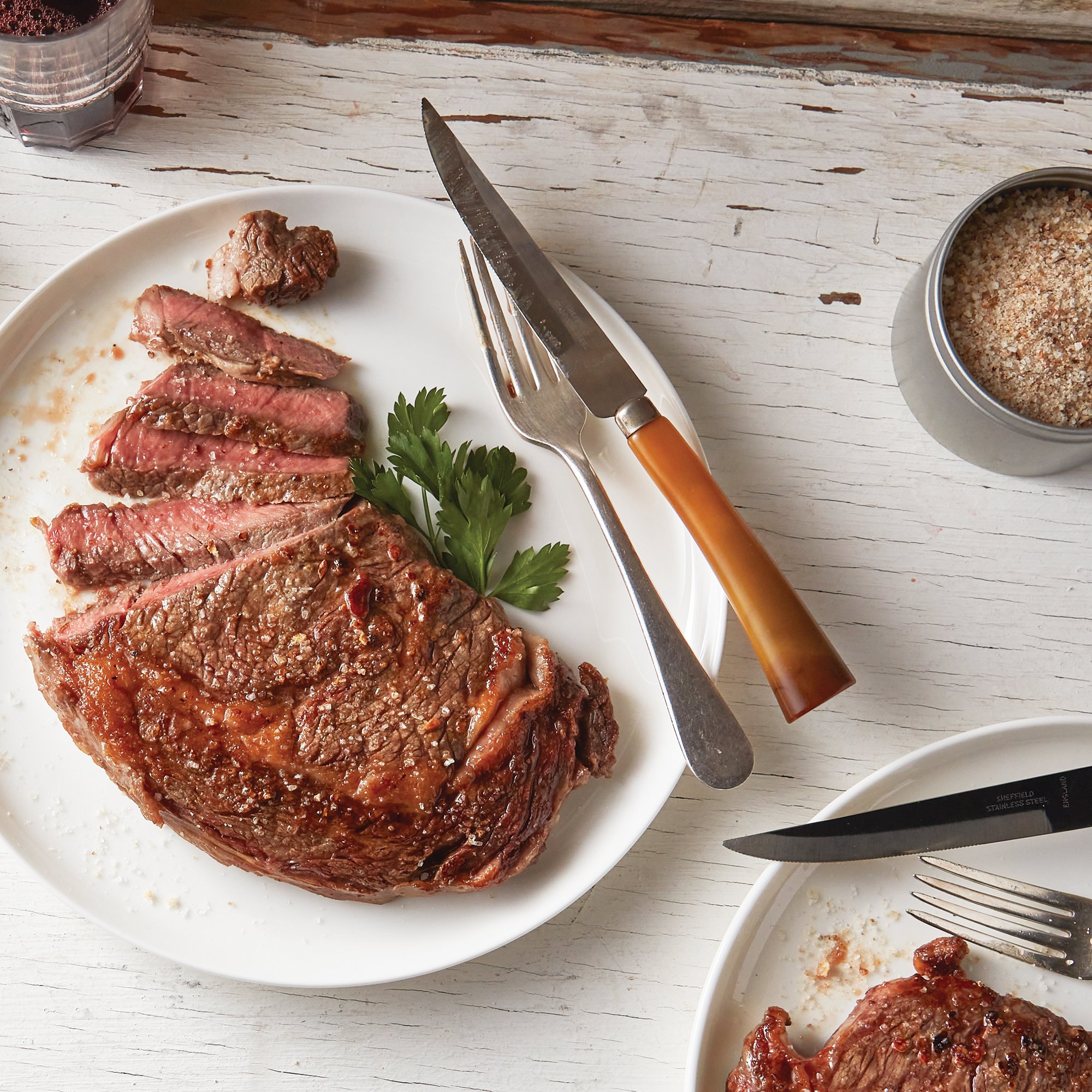 Pan Roasted Ribeye with Mirepoix Salt & Truffle Butter Recipe from HEB