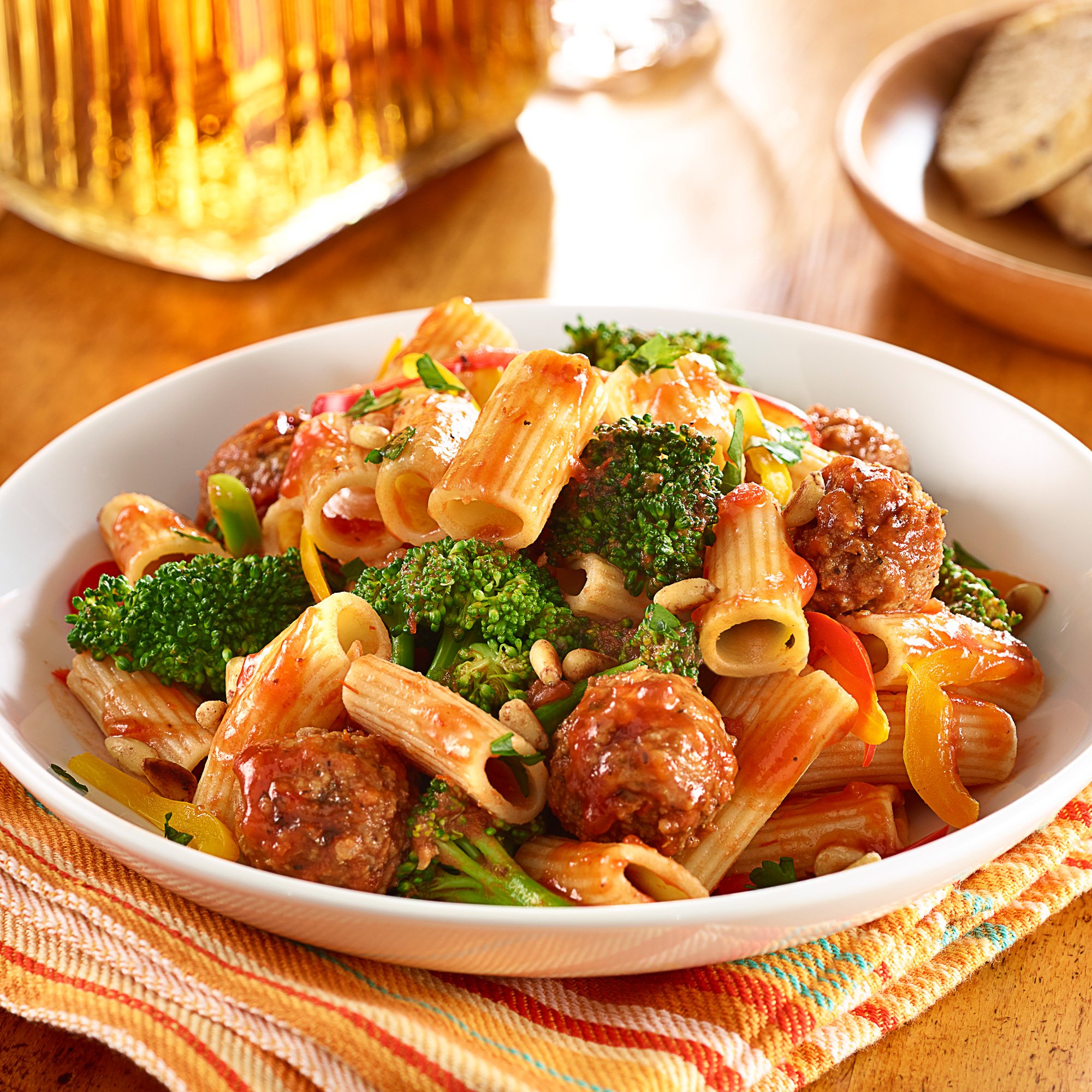 Rigatoni With Meatballs, Broccoli & Pine Nuts Recipe from HEB