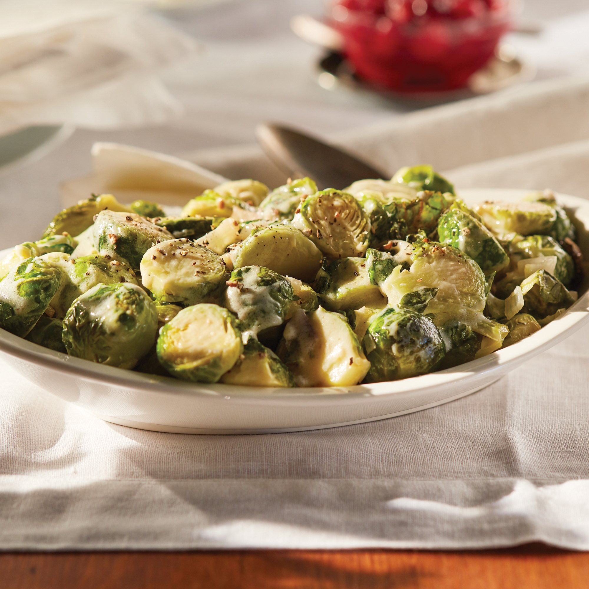 Roasted Brussels Sprouts with White Wine Garlic Sauce Recipe from HEB