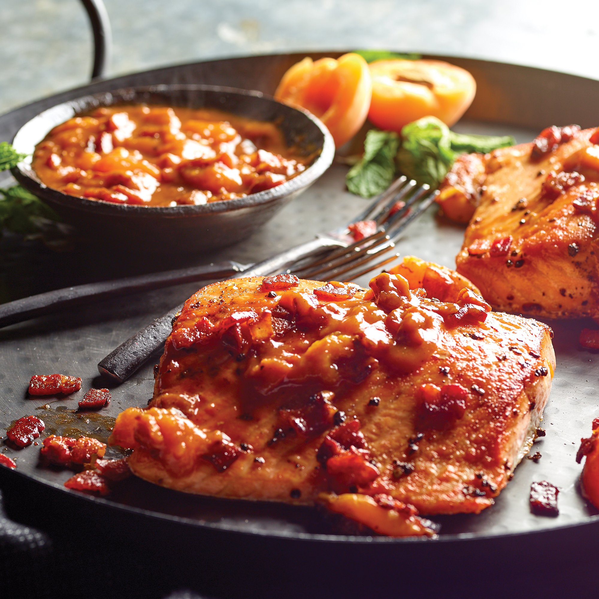 Salmon with Bacon & Apricot Chutney Recipe from HEB