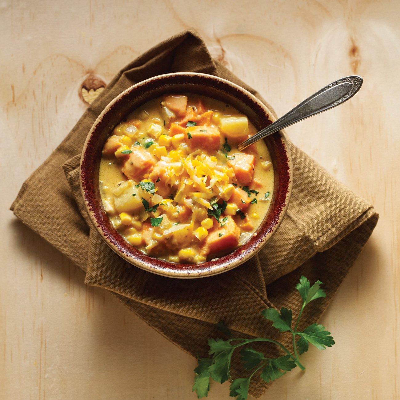 Southwestern Corn & Sweet Potato Chowder Recipe From H-E-B