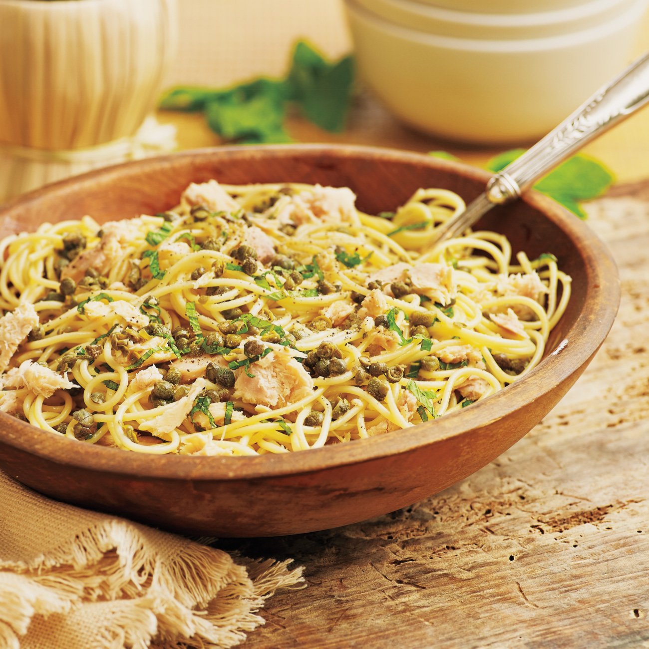 Spaghetti with Capers, Tuna and Mint Recipe from H-E-B