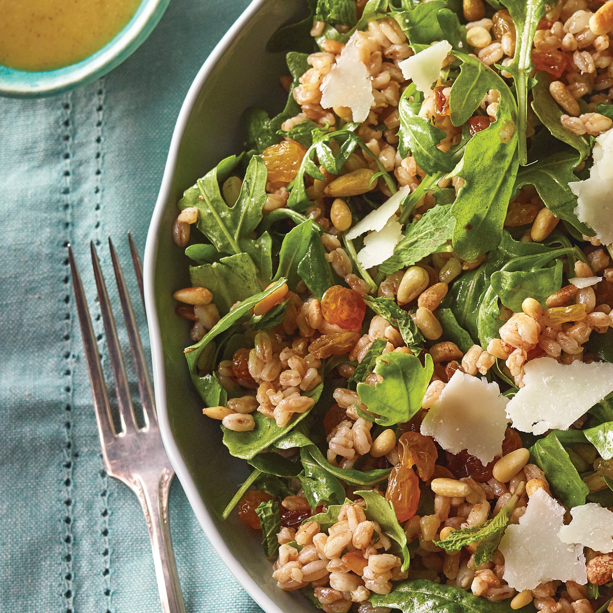 Spicy Farro Salad with Mint, Pine Nuts & Golden Raisins Recipe from HEB