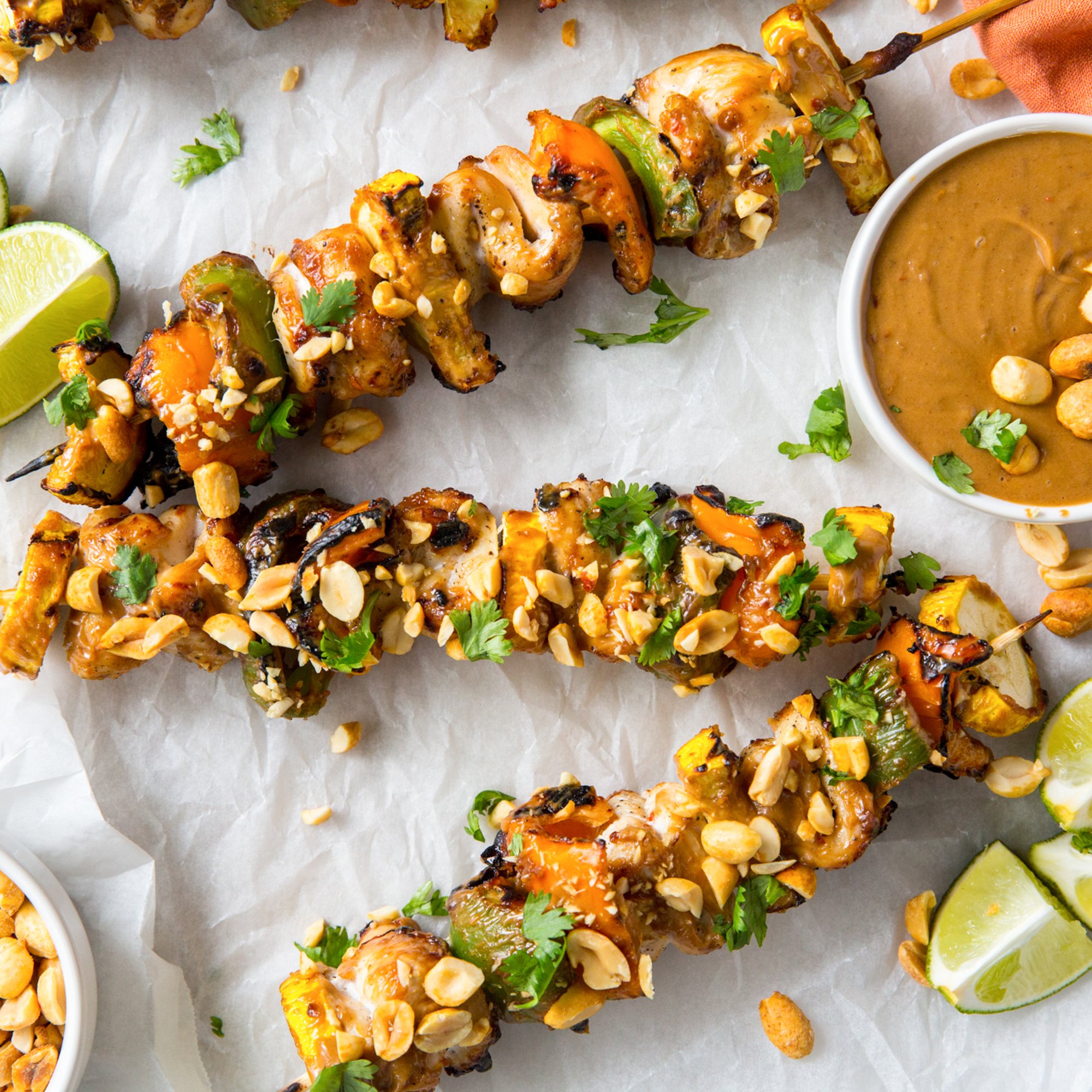 Peanut Butter Grilled Chicken Skewers