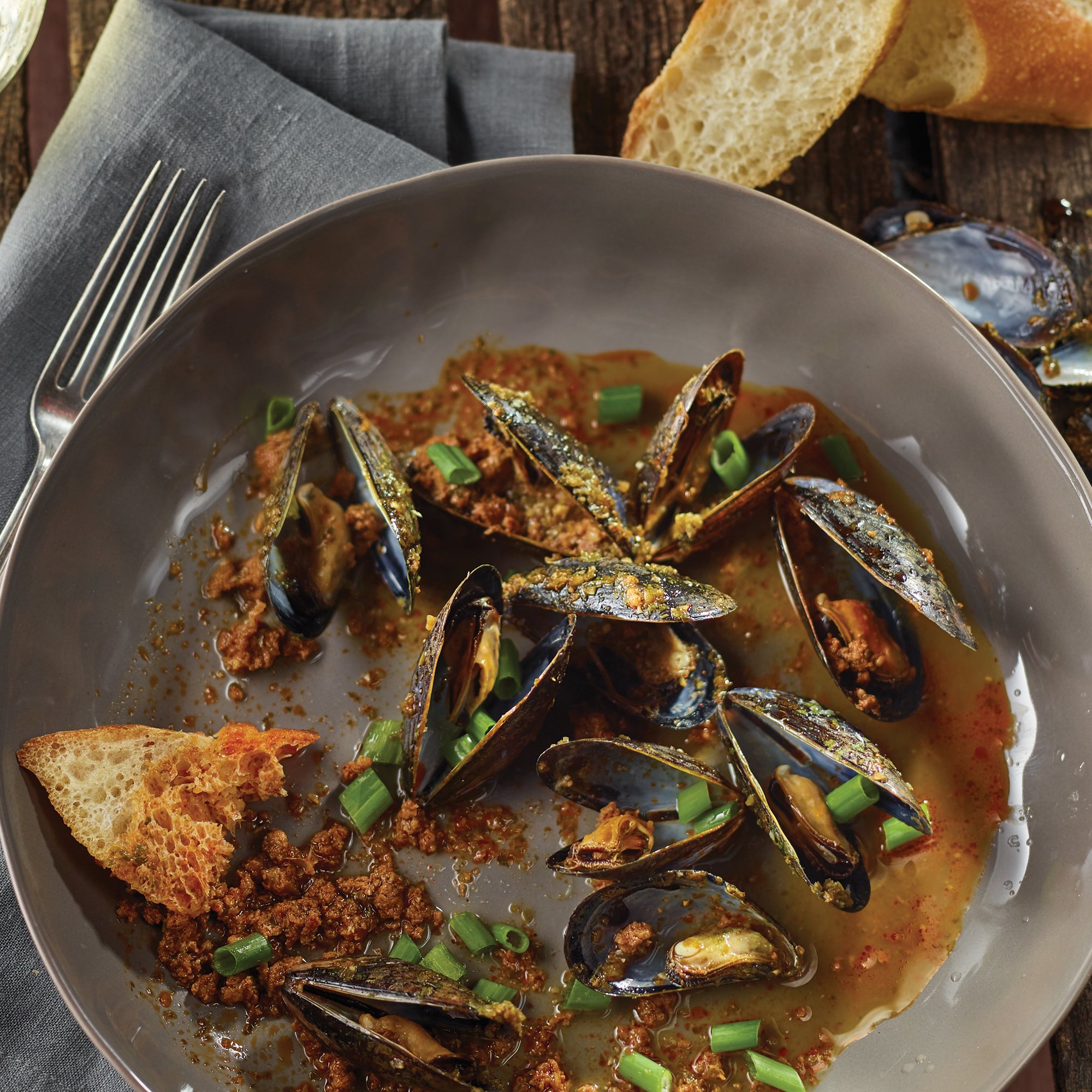 Spicy Steamed Mussels with Chorizo Recipe from HEB