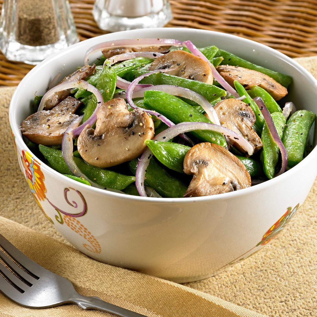 Sugar Snap Peas With Onion & Mushrooms Recipe from HEB