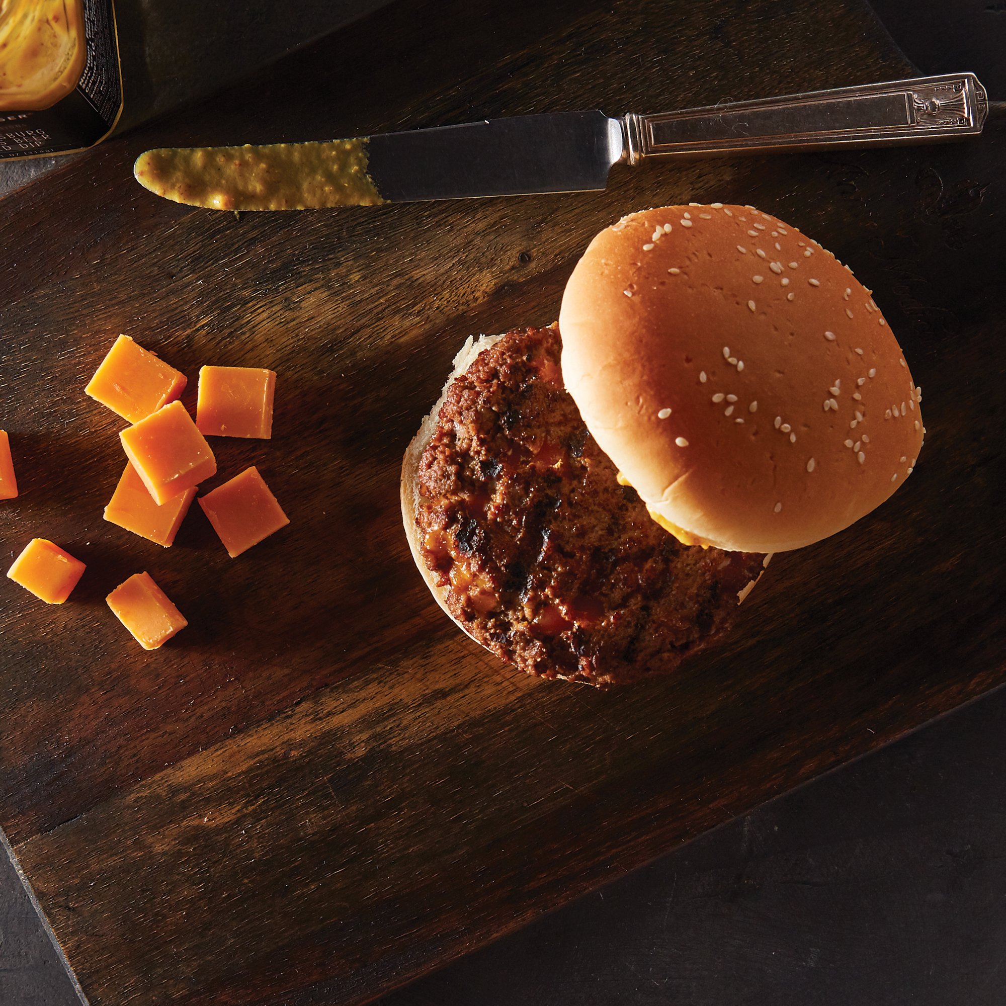 Truffle Cheddar Mustard Burger Recipe from HEB