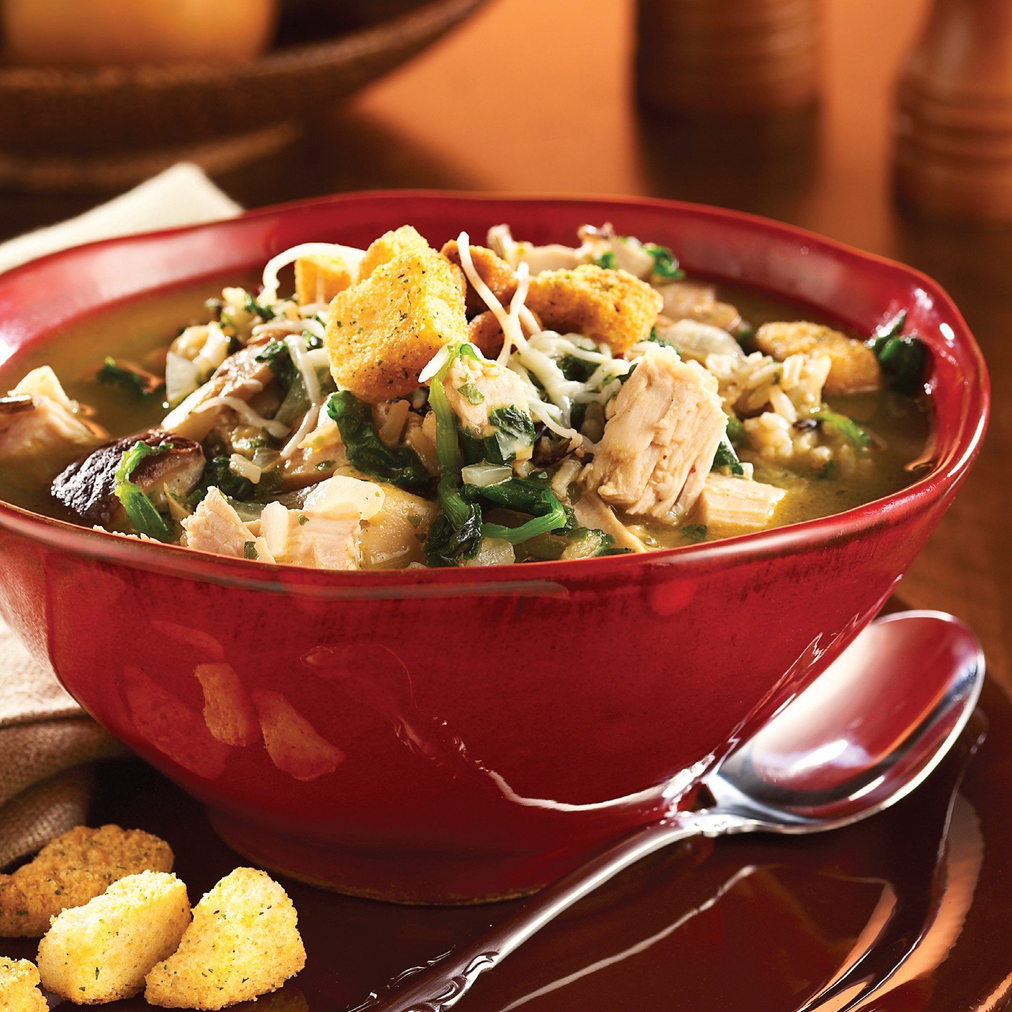 Turkey, Wild Rice, and Mushroom Soup Recipe from HEB