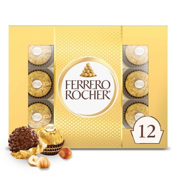 Ferrero Rocher Gourmet Hazelnut Milk Chocolate Gift Box, 12 pc
