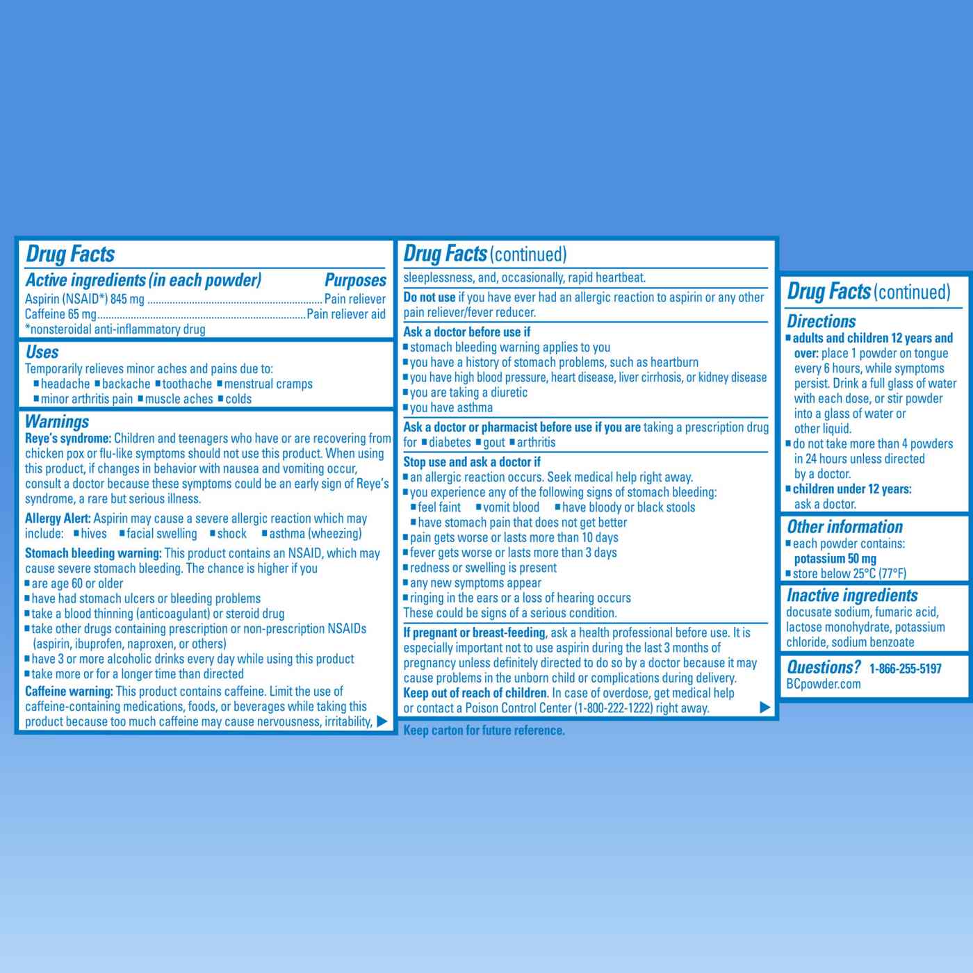 BC Fast Headache Pain Relief Powder with Caffeine; image 4 of 5