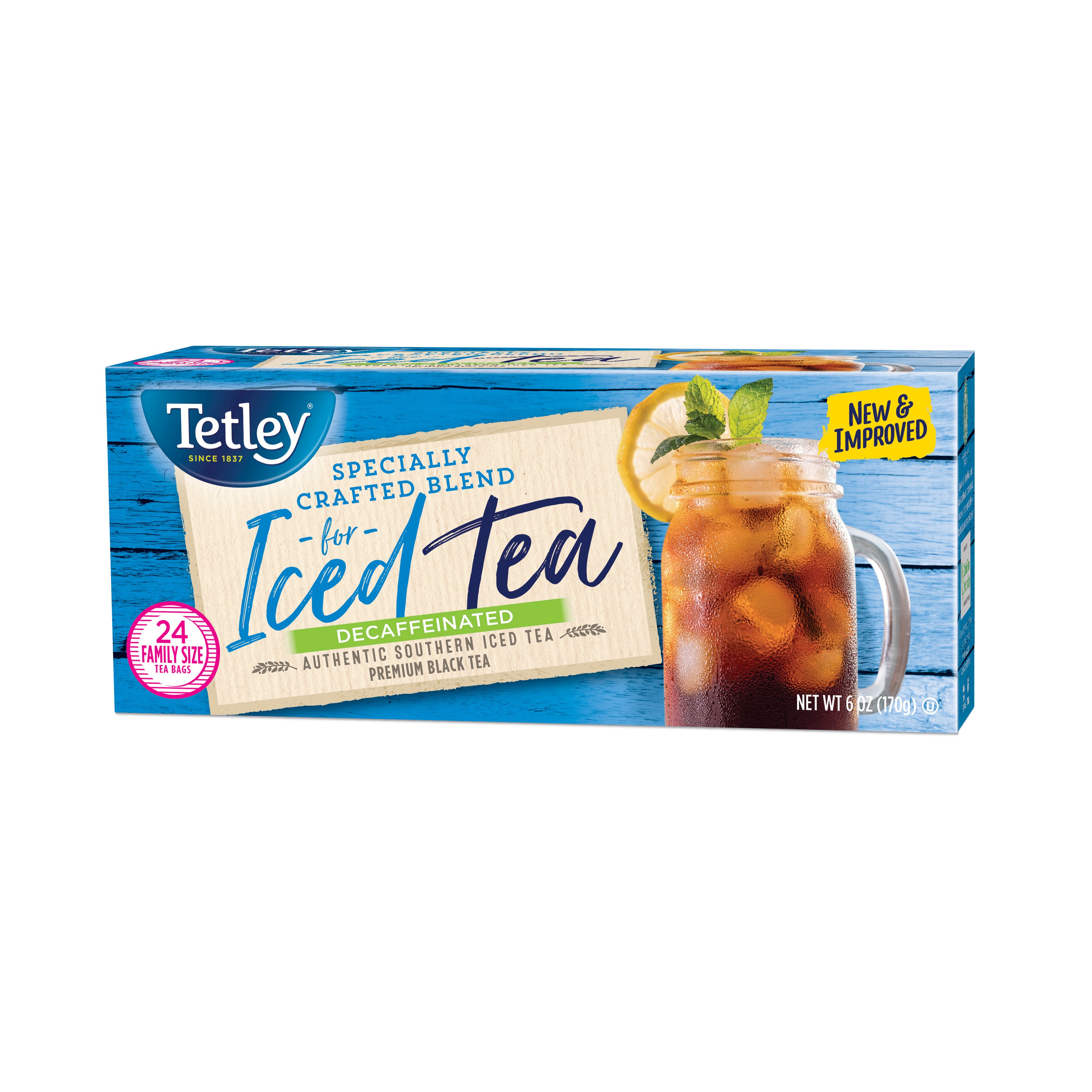 Tetley Naturally Decaffeinated Iced Tea Blend Family Size Shop Tea at HEB