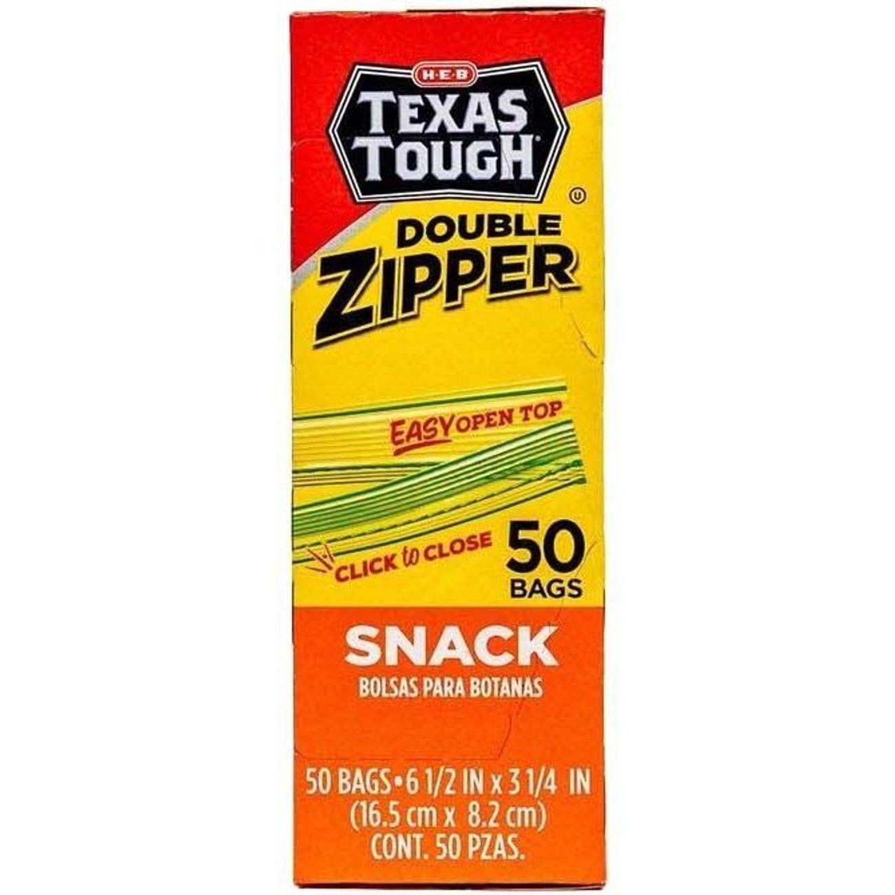 H E B Texas Tough Double Zipper Snack Bags Shop Food Storage Wraps At H E B