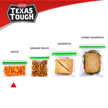 H-E-B Texas Tough Double Zipper Snack Bags, 50 ct