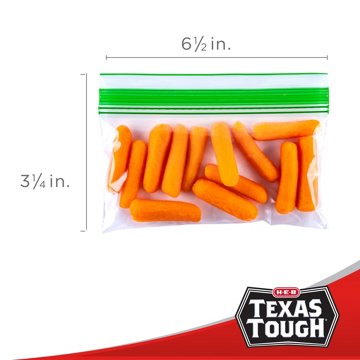 H-E-B Texas Tough Double Zipper Snack Bags, 50 ct