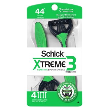 Schick Xtreme Sensitive 3-Blade Disposable Razors, 4 ct